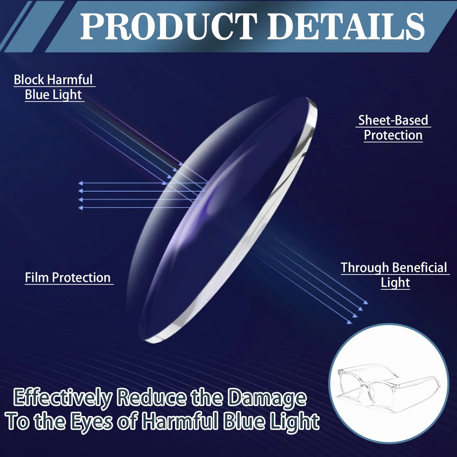 Occhiali Luce Blu Montatura Trasparente Vintage Quadrato Antiriflesso Protezione Computer PC TV Tablet