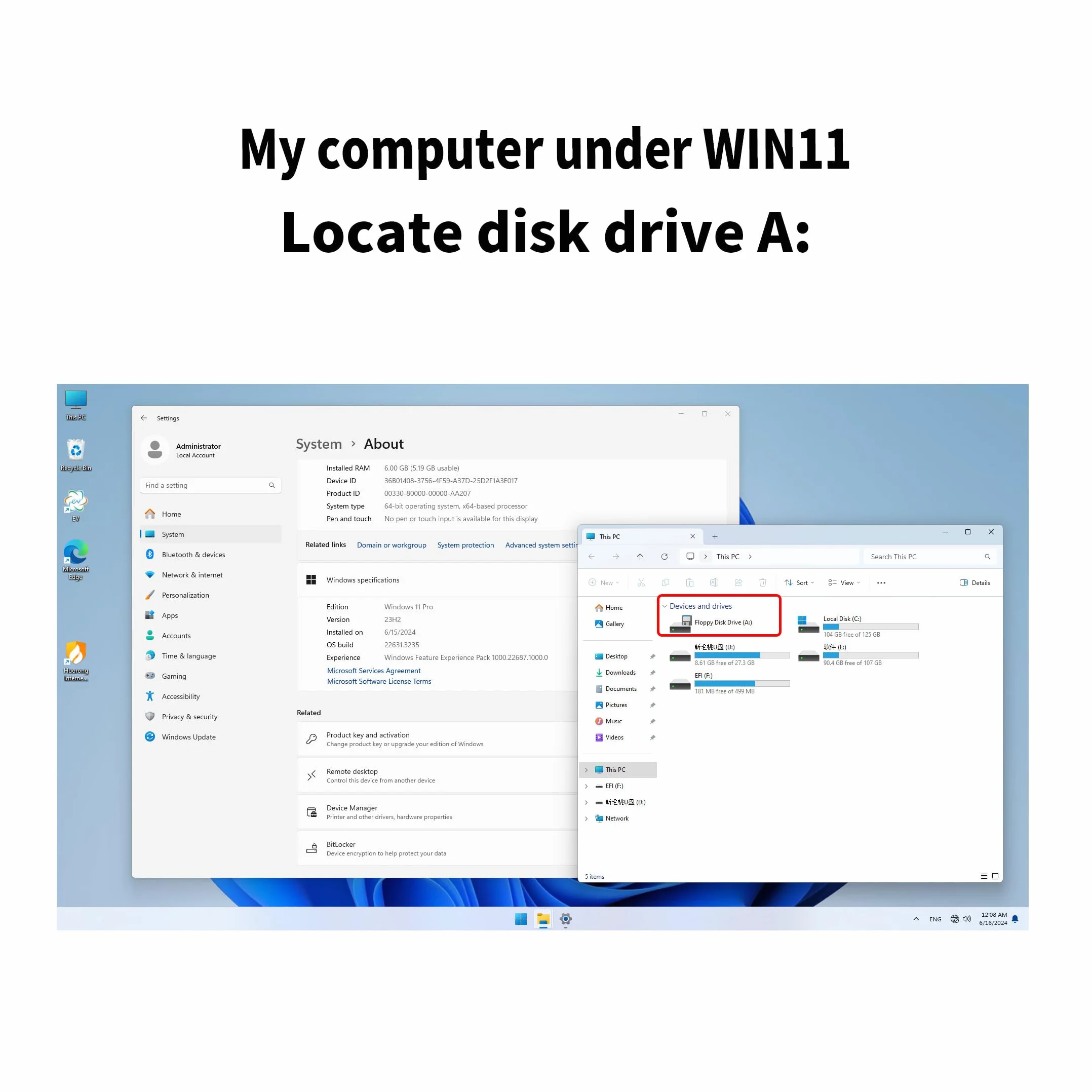 External USB Floppy Drive FDD 1.44MB 3.5inch - PC and MAC - Slimline Floppy Disk Drive External - Portable - Plug and Play - Black - XP/WIN7/WIN11 Capable
