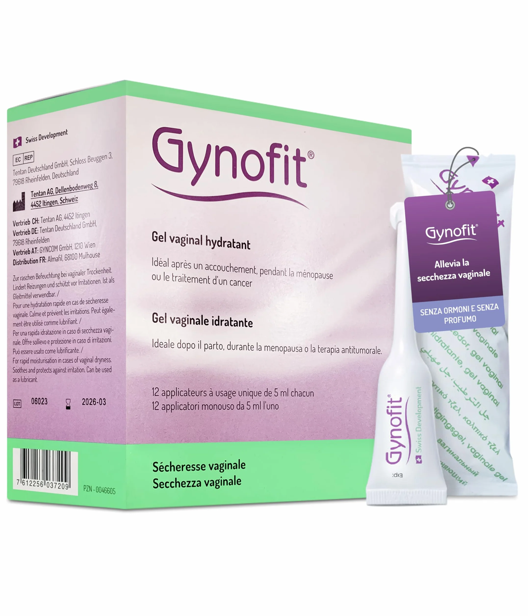Gynofit Gel vaginale idratante - Sollievo secchezza vaginale, miglioramento flora, senza ormoni e profumi (12 pezzi)