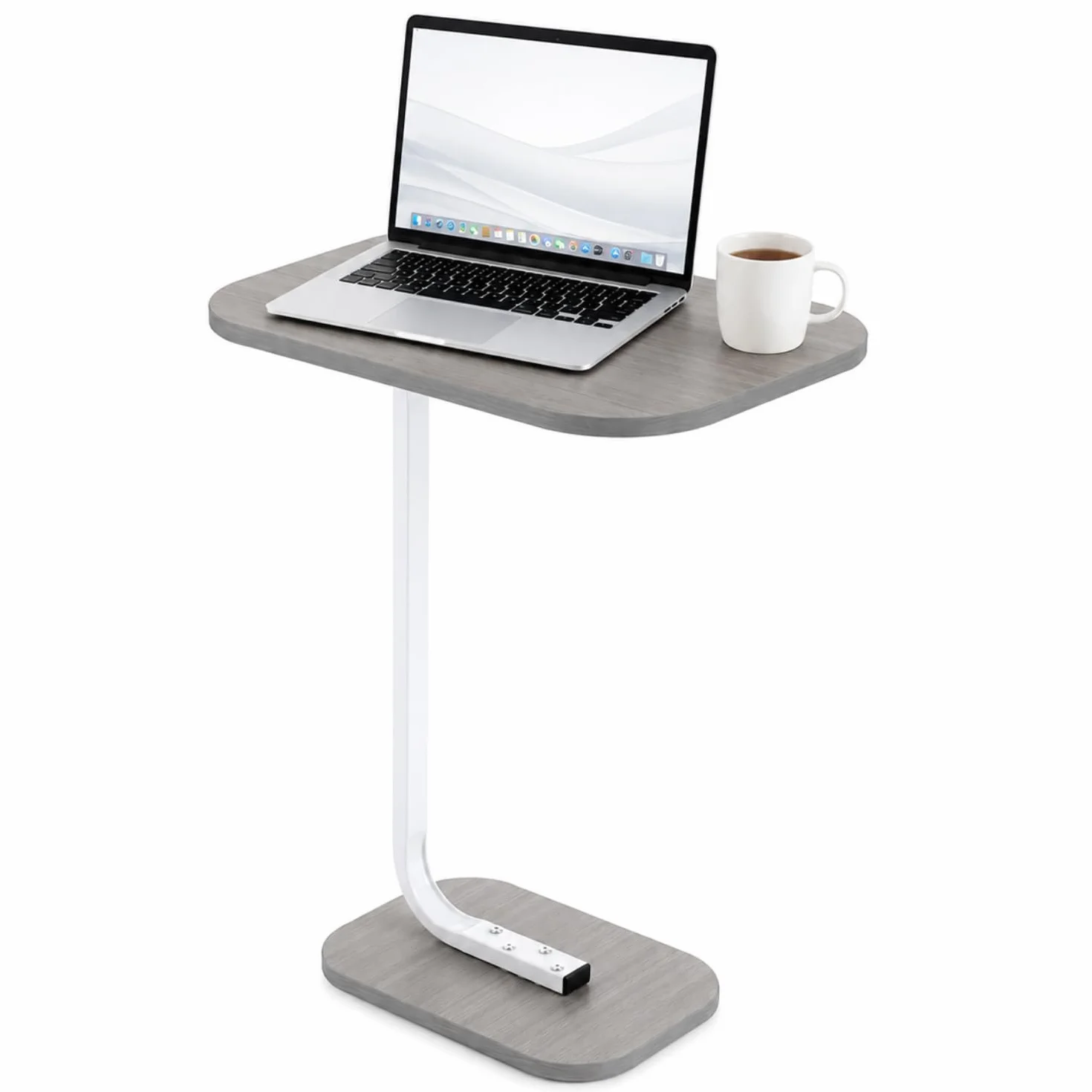 PALUPLUS Tavolino a Forma di C per Divano in Legno MDF, Misura 39x28x55 cm, Tavolo da studio, Lavoro, Supporto per Laptop, Tavolo Servipranzo Letto, Supporto per Pc, Portata 5 Kg -7111F -1,9