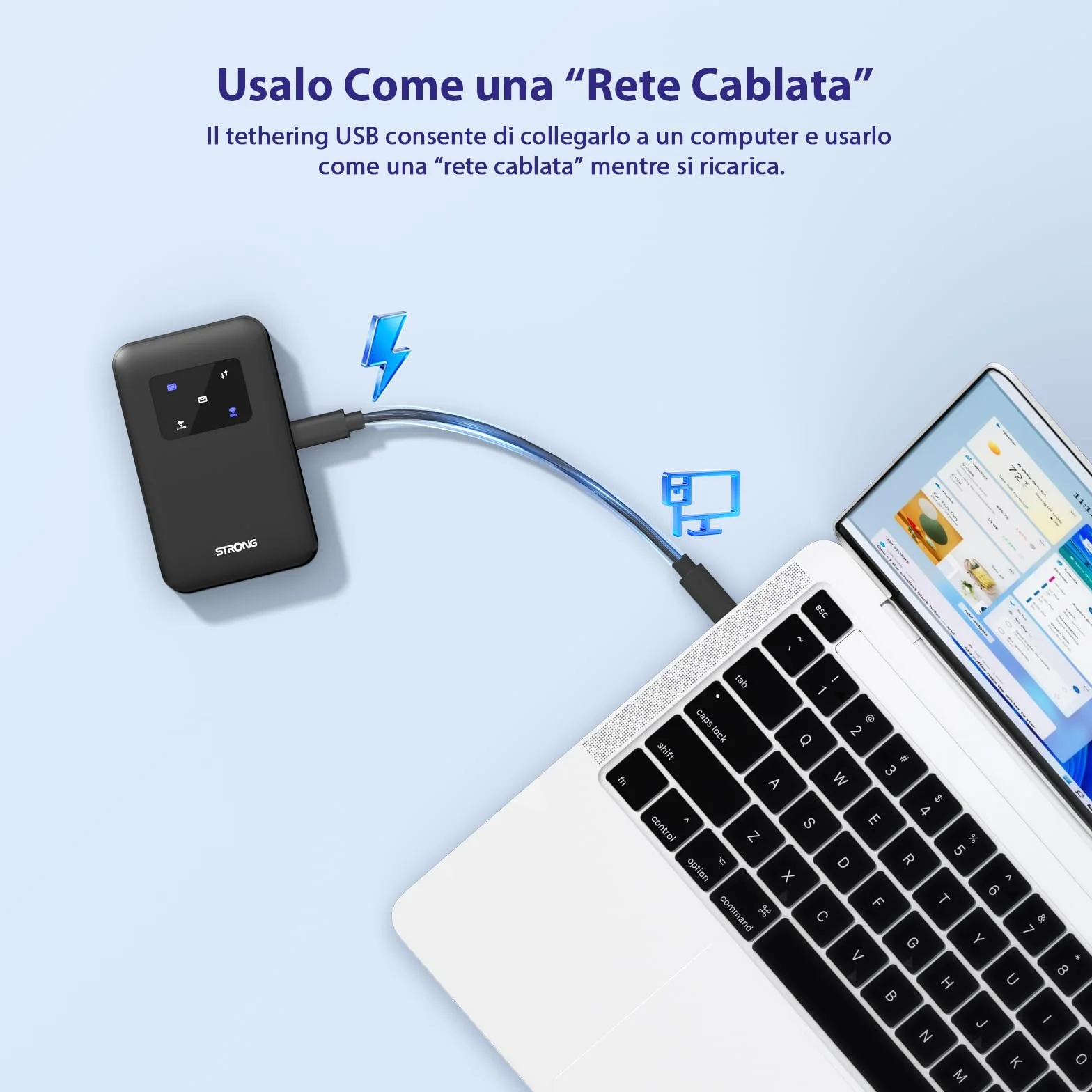 STRONG 4G+ AIRSPOT 510 Saponetta WiFi Portatile con SIM, LTE CAT6 300Mbps, WiFi AC900Mbps, Hotspot Tascabile, 2500mAh
