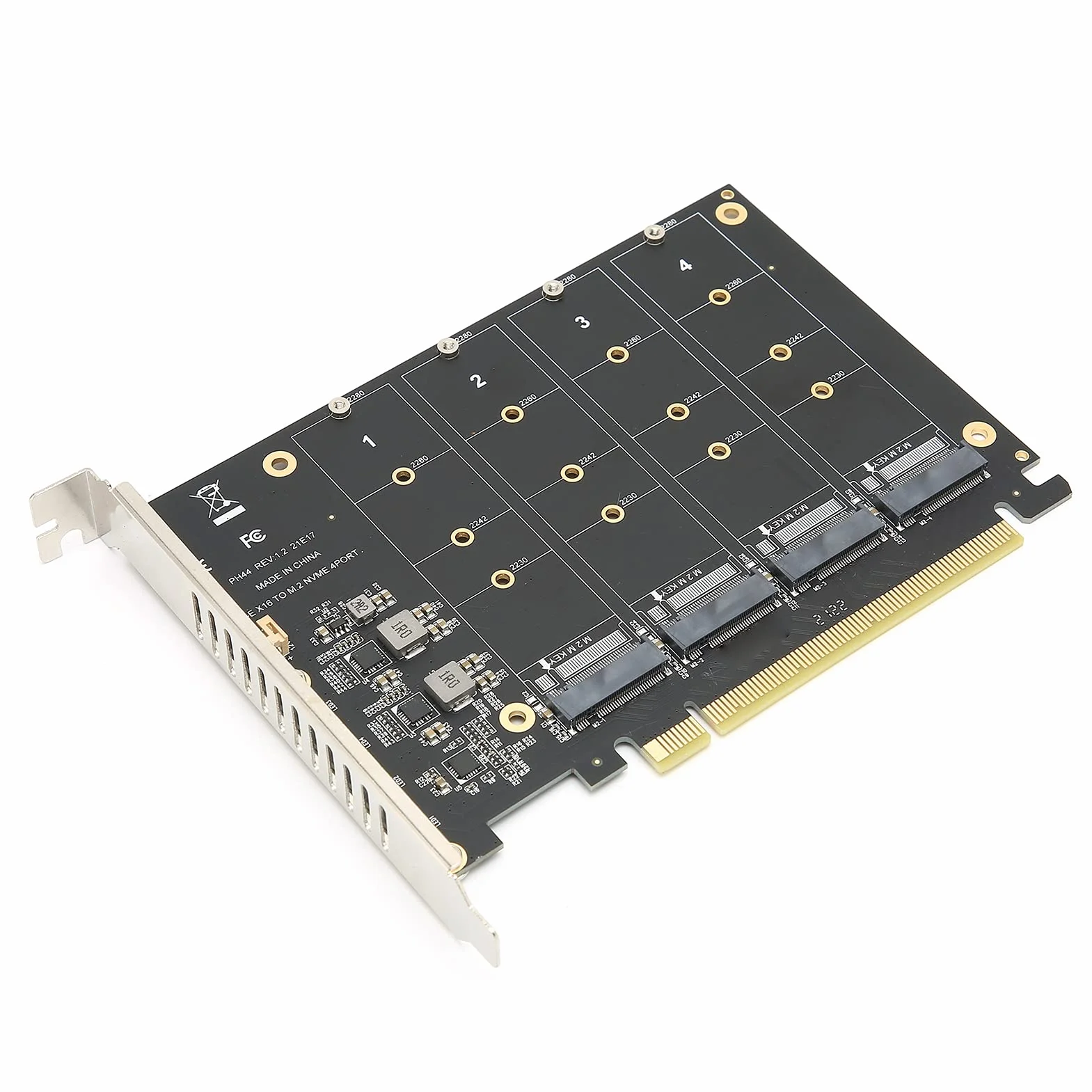 Akozon Scheda di Espansione M.2, Scheda Adattatore 4 Porte M.2 Nvme SSD Nvme Adattatore Convertitore Disco Rigido Lettore Espansione PCIE a PCIE X16 Chiave M