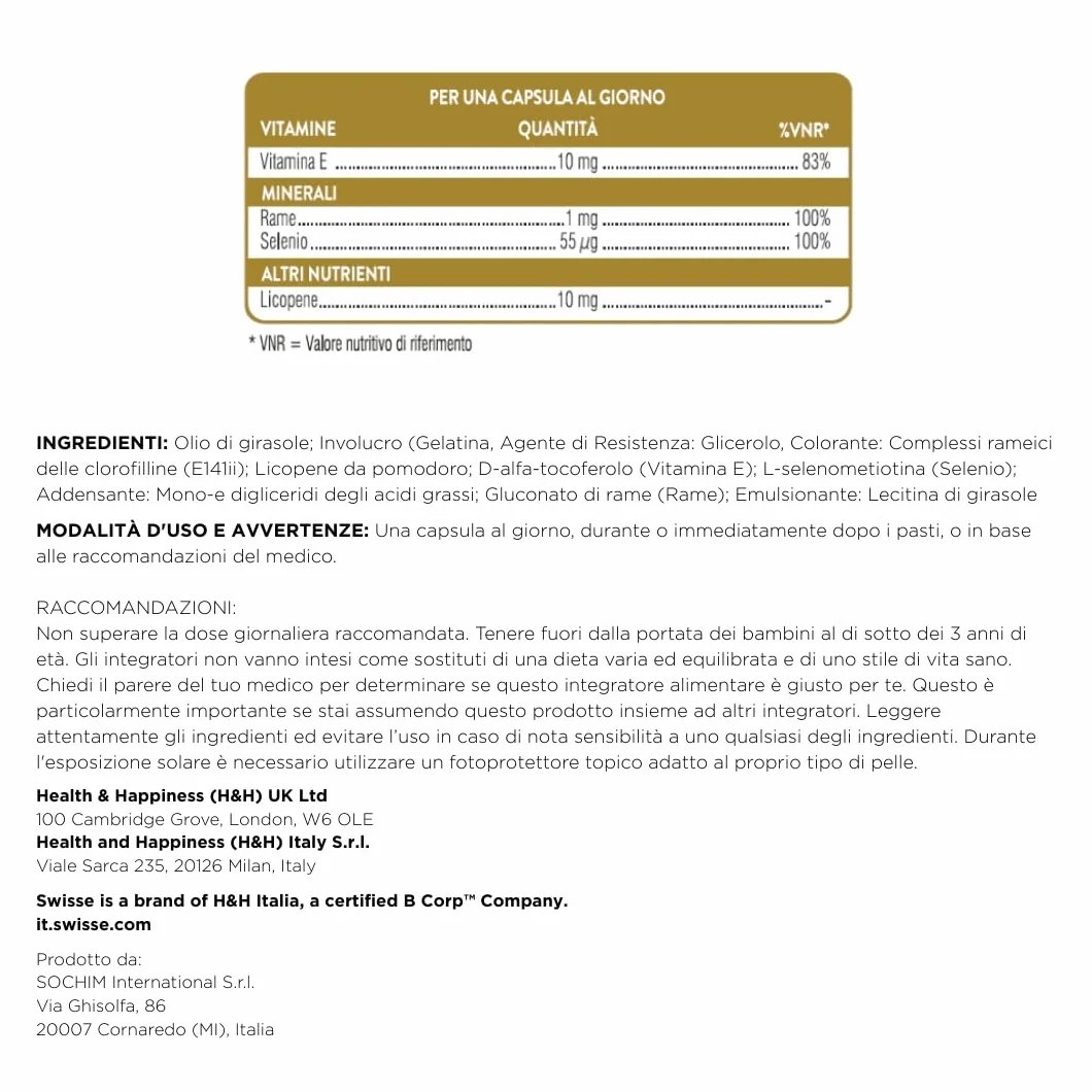 Swisse Sunshine Abbronzatura Sublime Attivatore Abbronzatura Integratore Sole Licopene Selenio Rame Vitamina E 30 Capsule