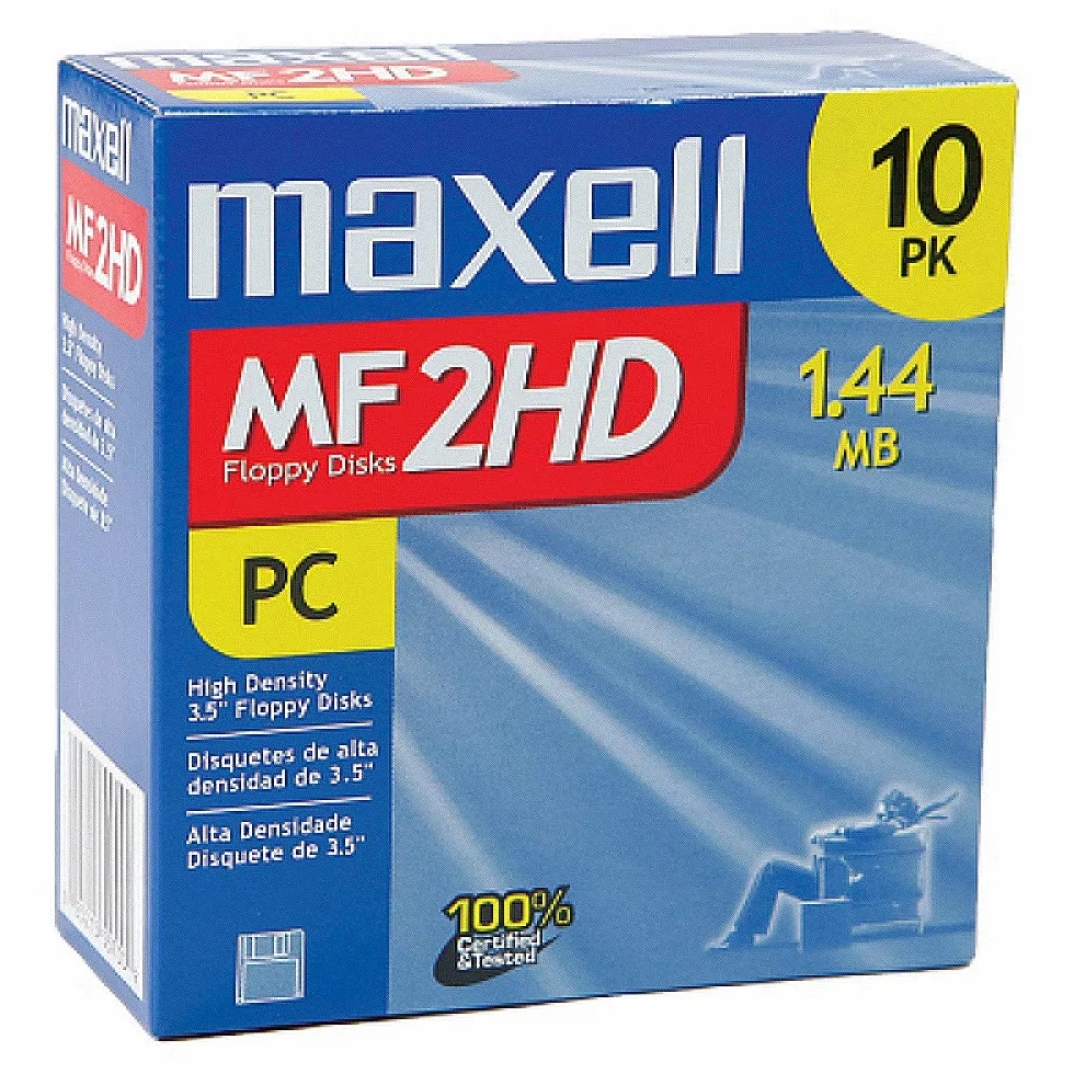 Maxell MF2HD 3.5 - Dischetti IBM preformattati ad alta densità, 1,44 MB, confezione da 10