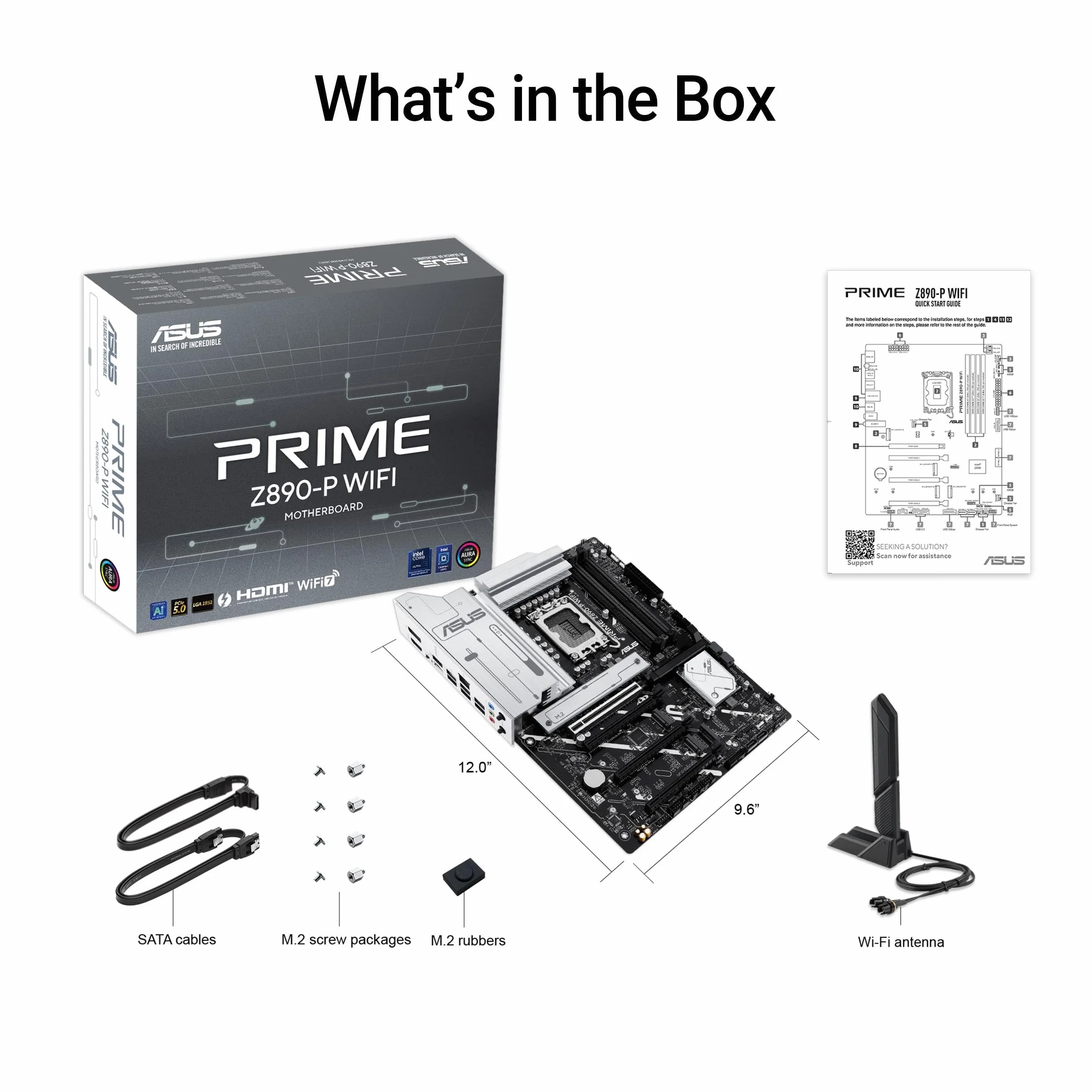 ASUS Intel PRIME Z890-P WIFI, Scheda madre Intel ATX, 14+1+2+1 Fasi di Alimentazione, Slot DDR5, PCIe 5.0, GPU di Nuova Generazione, Porta USB-C Thunderbolt 4, Wi-Fi 7, Q-Antenna