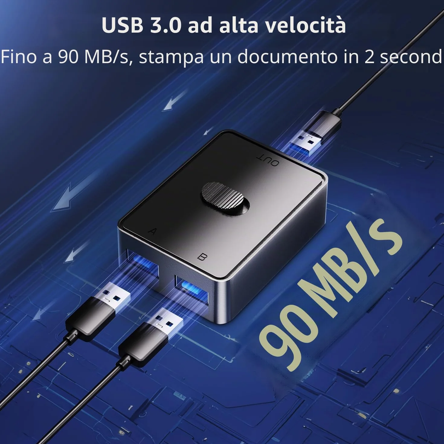 Selettore USB 3.0, commutatore USB bidirezionale 2 in 1 out/1 in 2 out, mini commutatore USB YuLinca per 2 computer per condividere tastiera, mouse, scanner e stampante