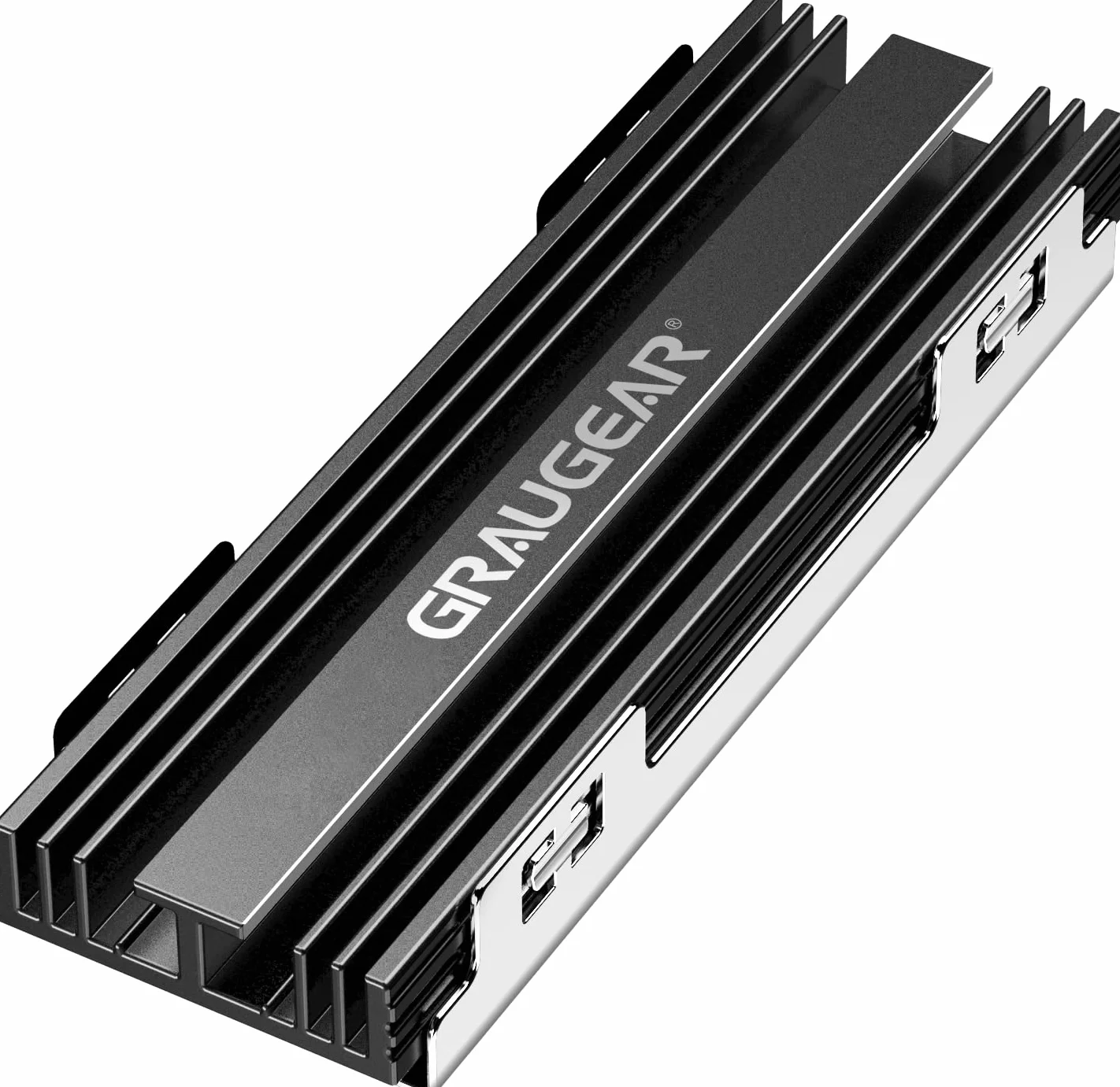 GRAUGEAR Dissipatore di calore per SSD M.2 NVMe (2280), passivo, kit di raffreddamento M.2, adatto per PlayStation®5 e PS5 Slim, 2 cuscinetti termici in silicone, alluminio