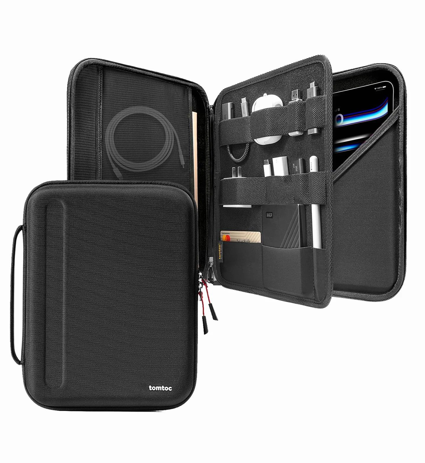 tomtoc Custodia per 13 Pollici Tablet per iPad Air M4/M3/M2 2026-2024 & iPad Pro 13" M5/M4, iPad Pro 12,9", Custodia Rigida EVA per Magic Keyboard/Smart Keyboard/Adattatore/Cavo/Hub USB/Apple Pencil