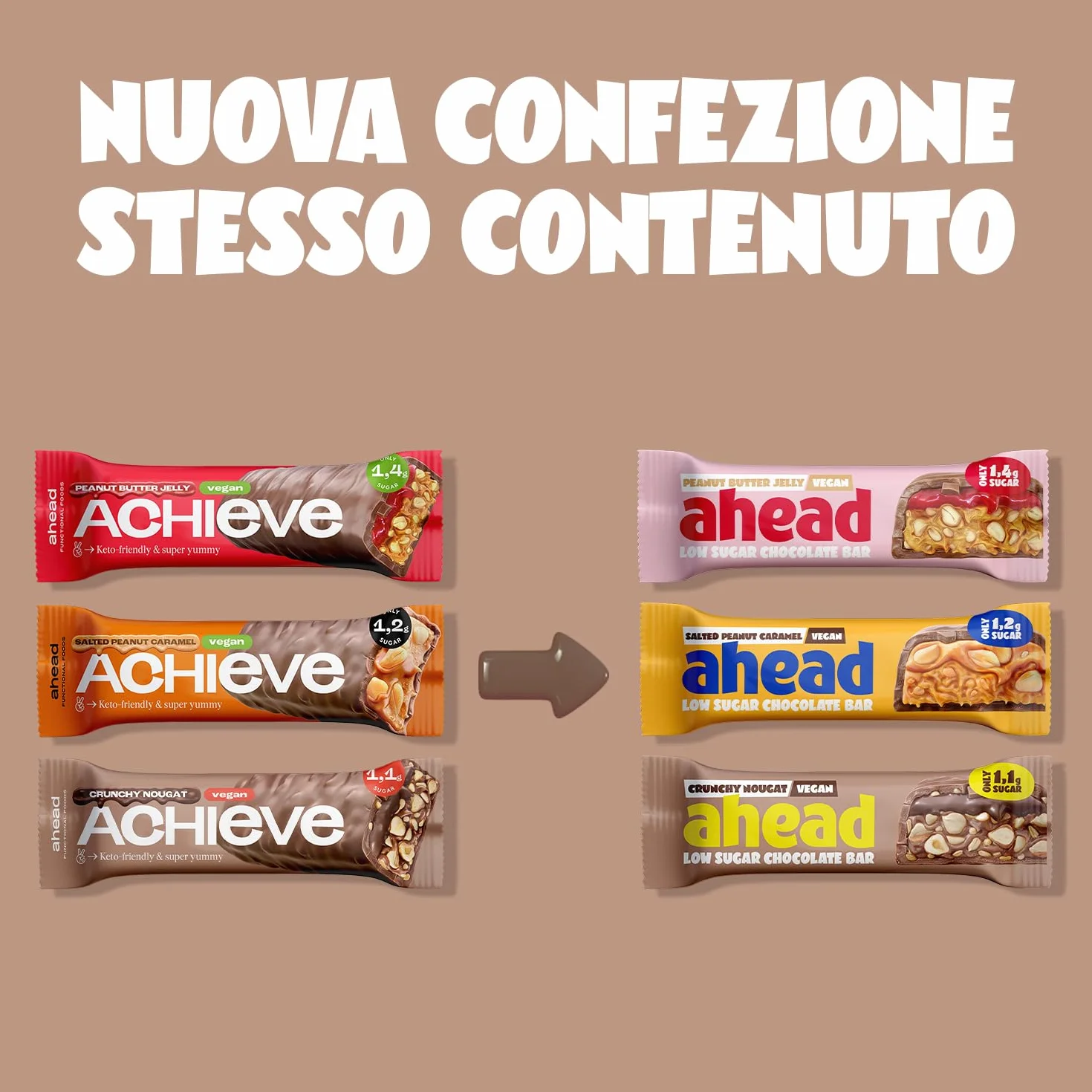 AHEAD Keto Bar Pacchetto Degustazione Vegano 12 x Barrette chetogeniche senza zucchero 1,7g zucchero 5g carboidrati netti