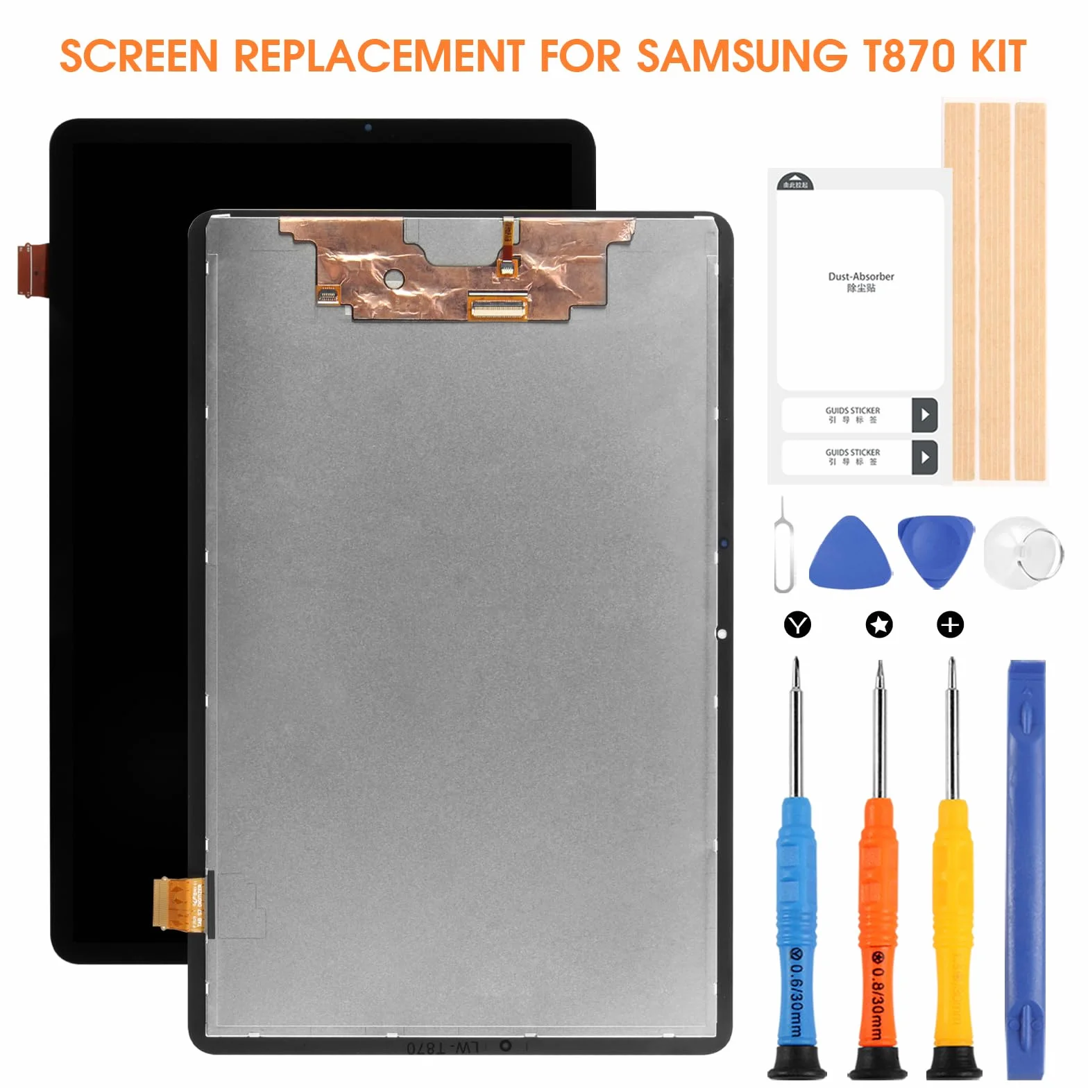 Schermo LCD per Galaxy Tab S7 LCD Display per Samsung Tab S7 SM-T870 SM-T875 SM-T876B 11 Pollici Schermo di Ricambio Digitizer Touchscreen Assembly con Kit Riparazione (Nero, Senza Impronte)