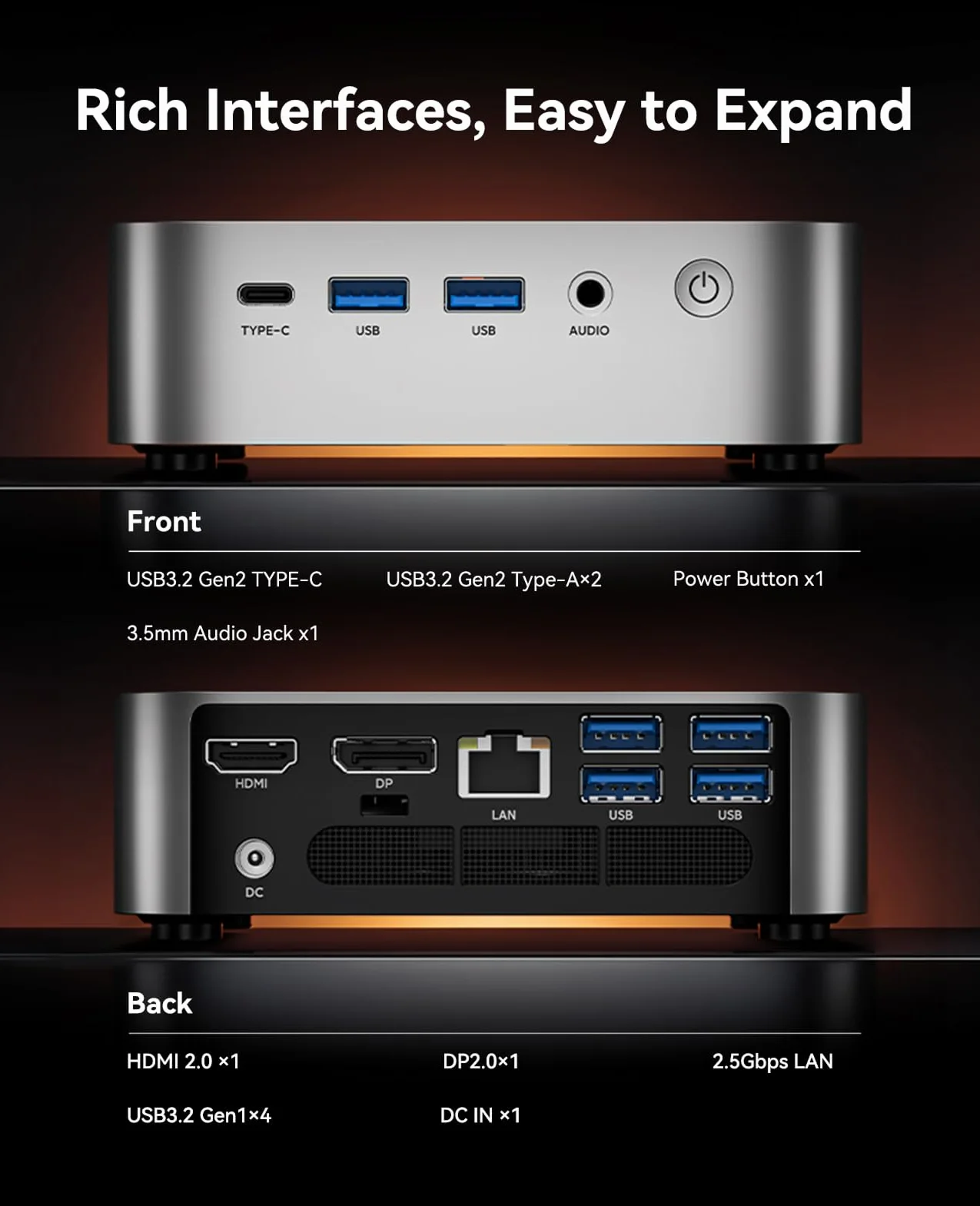 ACEMAGIC M1 Mini PC AMD Ryzen 7 7735HS 16GB LPDDR5 512GB M.2 SSD AMD Radeon Graphics WiFi 6 BT5.2 W-11 Pro