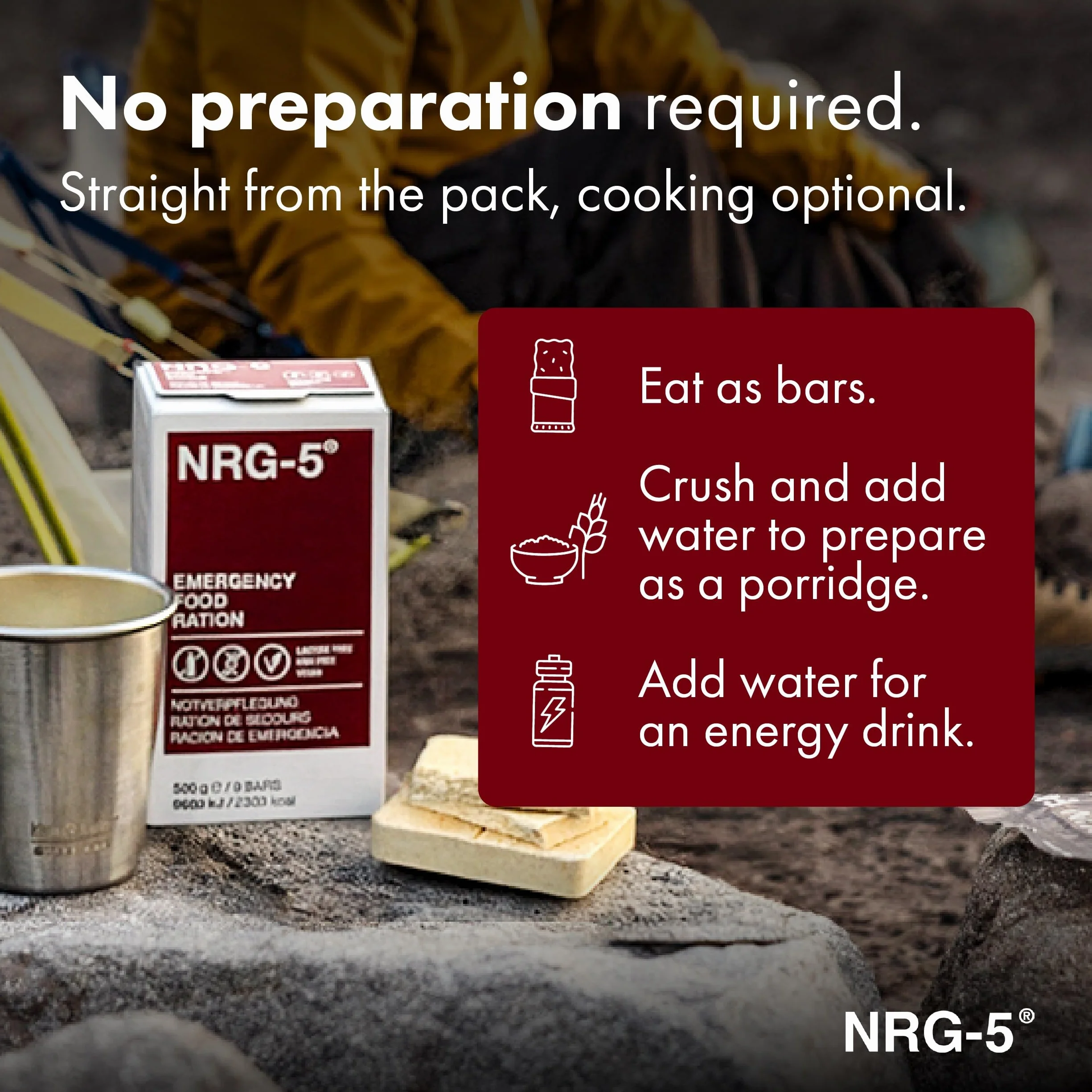 Katadyn NRG-5 Razione alimentare di emergenza 500 g 9 barrette 2380 kcal vegana senza lattosio senza OGM