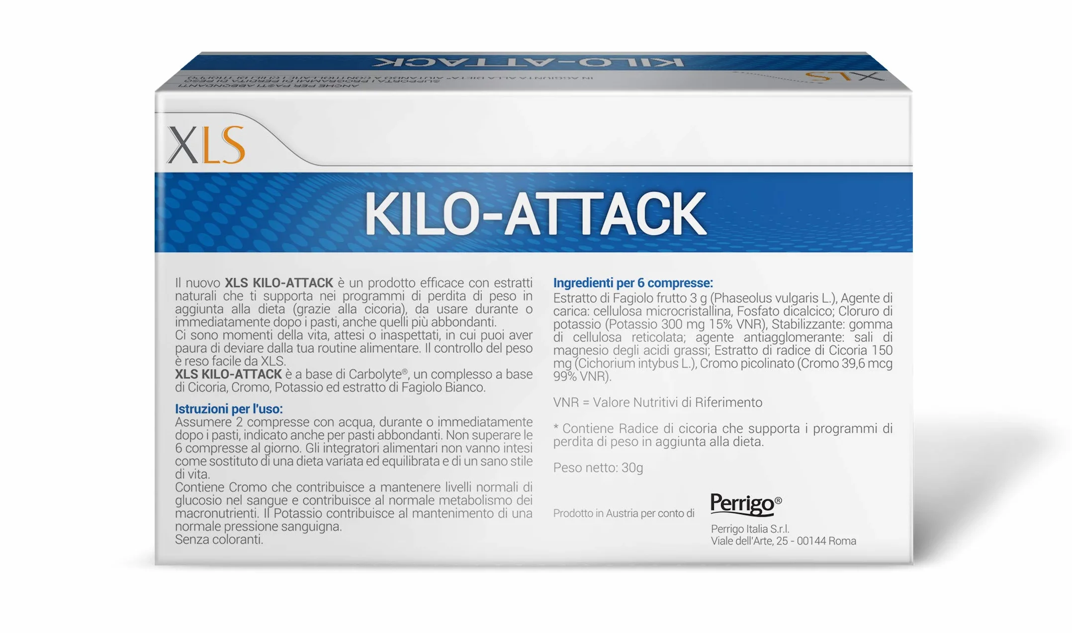 XLS Medical Kilo-Attack A Base Di Carbolyte, Integratore Alimentare Per Perdita Di Peso, 30 Compresse