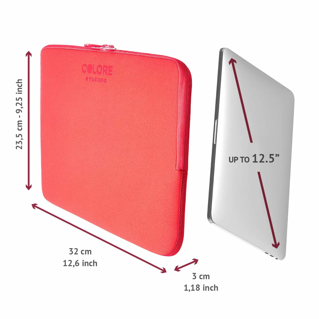 TUCANO Custodia in neoprene per notebook 11.6" & 12.5" Colore Second Skin (Rosso)