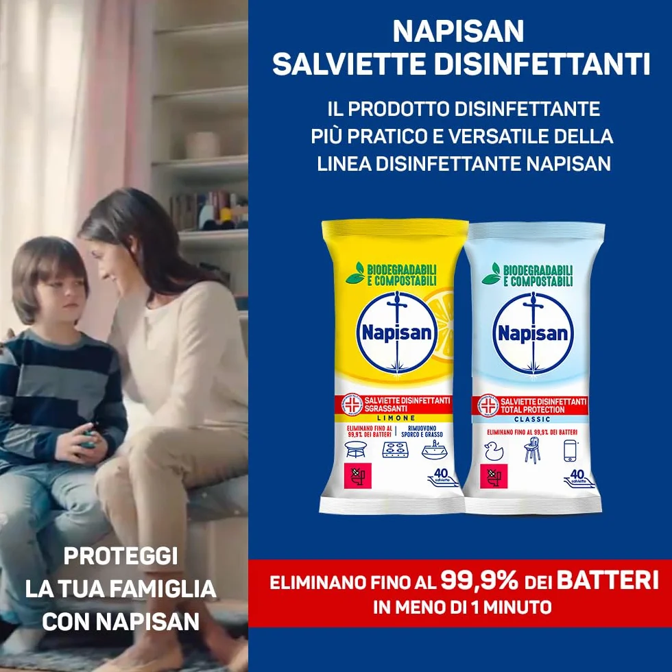 Salviette Disinfettanti Total Protection Multisuperfici 8x40 Biodegradabili Compostabili
