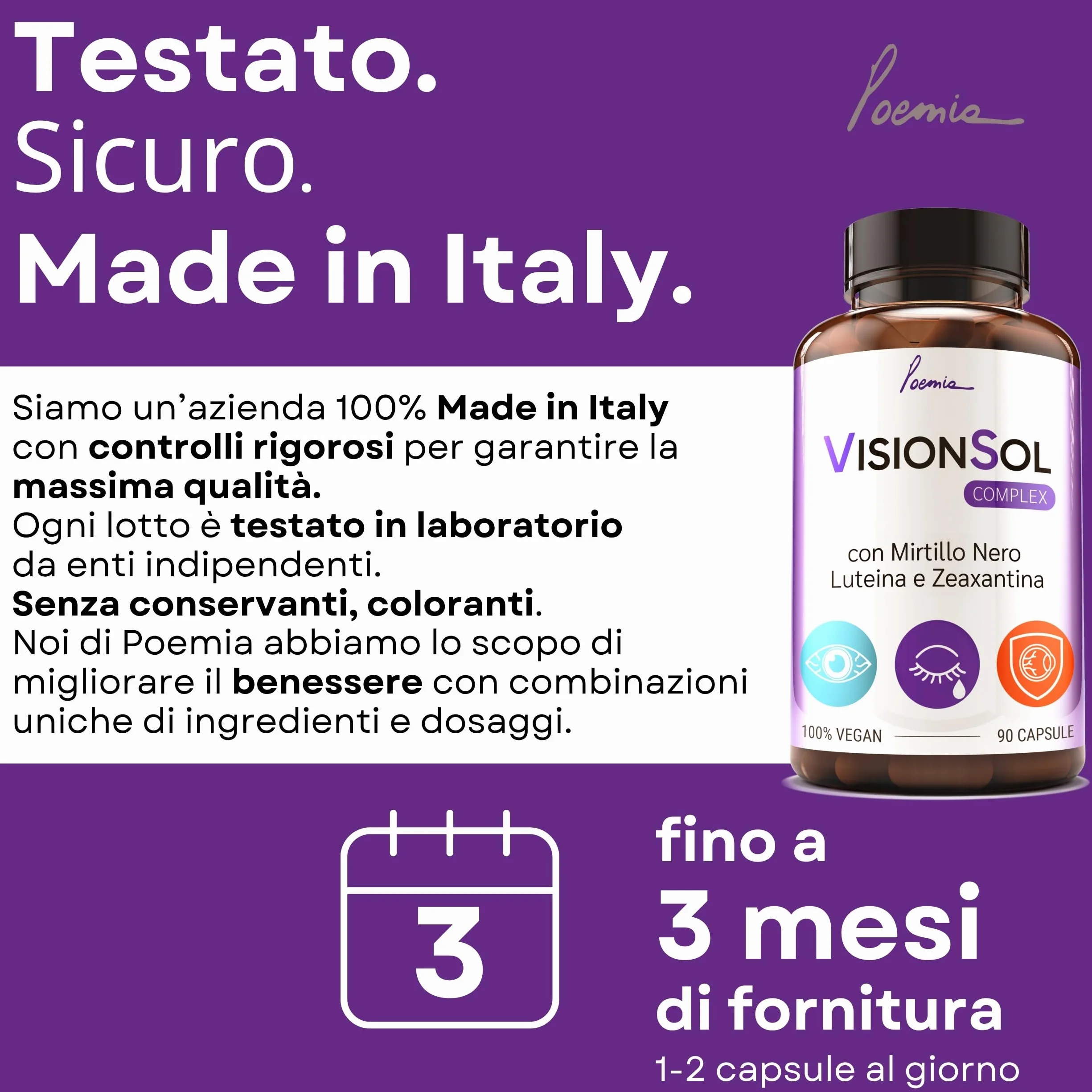 Integratore Occhi Vista Luteina Zeaxantina Alto Dosaggio 90 Capsule Zinco Licopene Mirtillo Nero Vite Rossa Antiossidante Vitamina A B12 Vegano