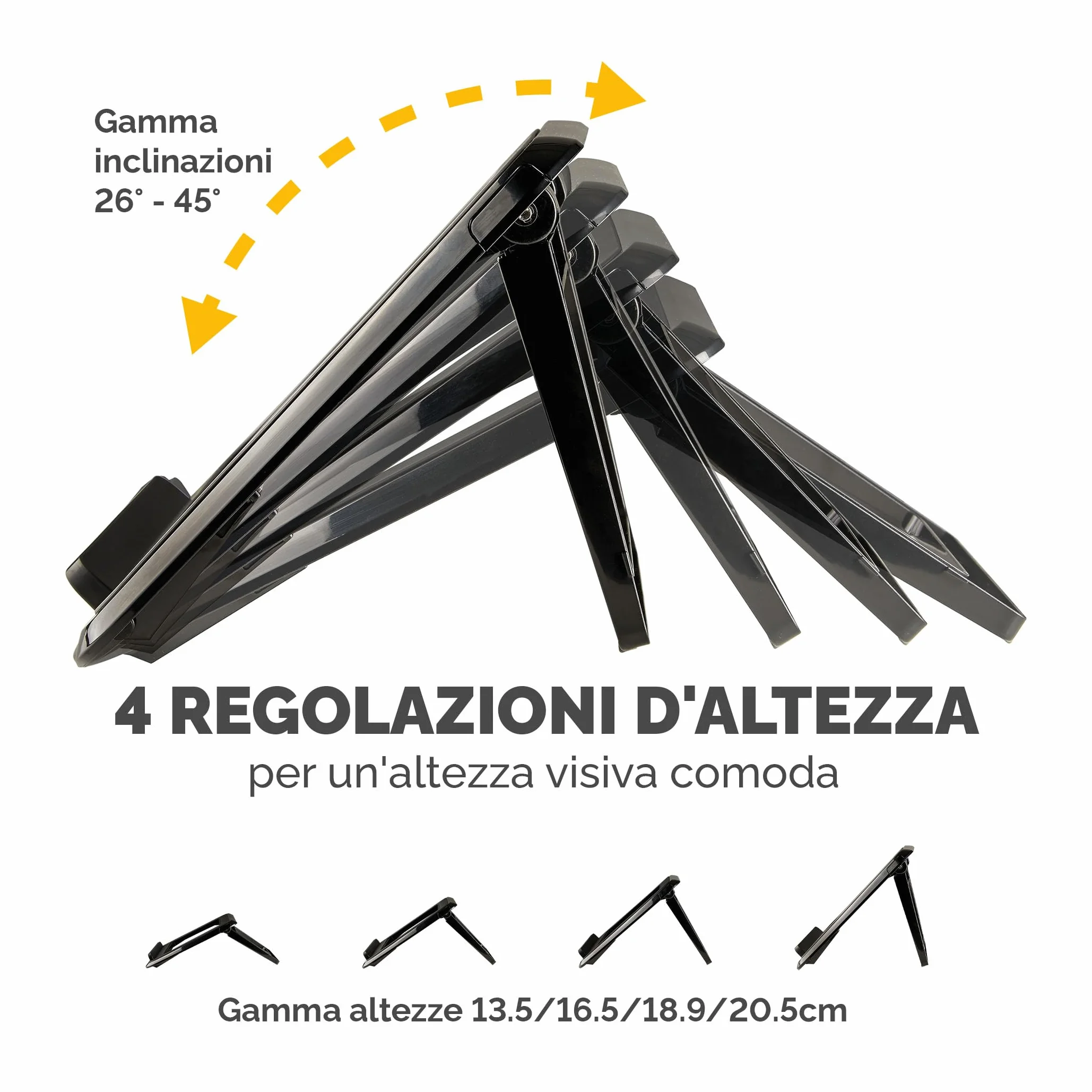 Fellowes Supporto Laptop Everyday – Nero – Portatile, ergonomico, con 7 altezze regolabili – Per casa, ufficio e lavoro ibrido – Fino a 17", max 4 kg