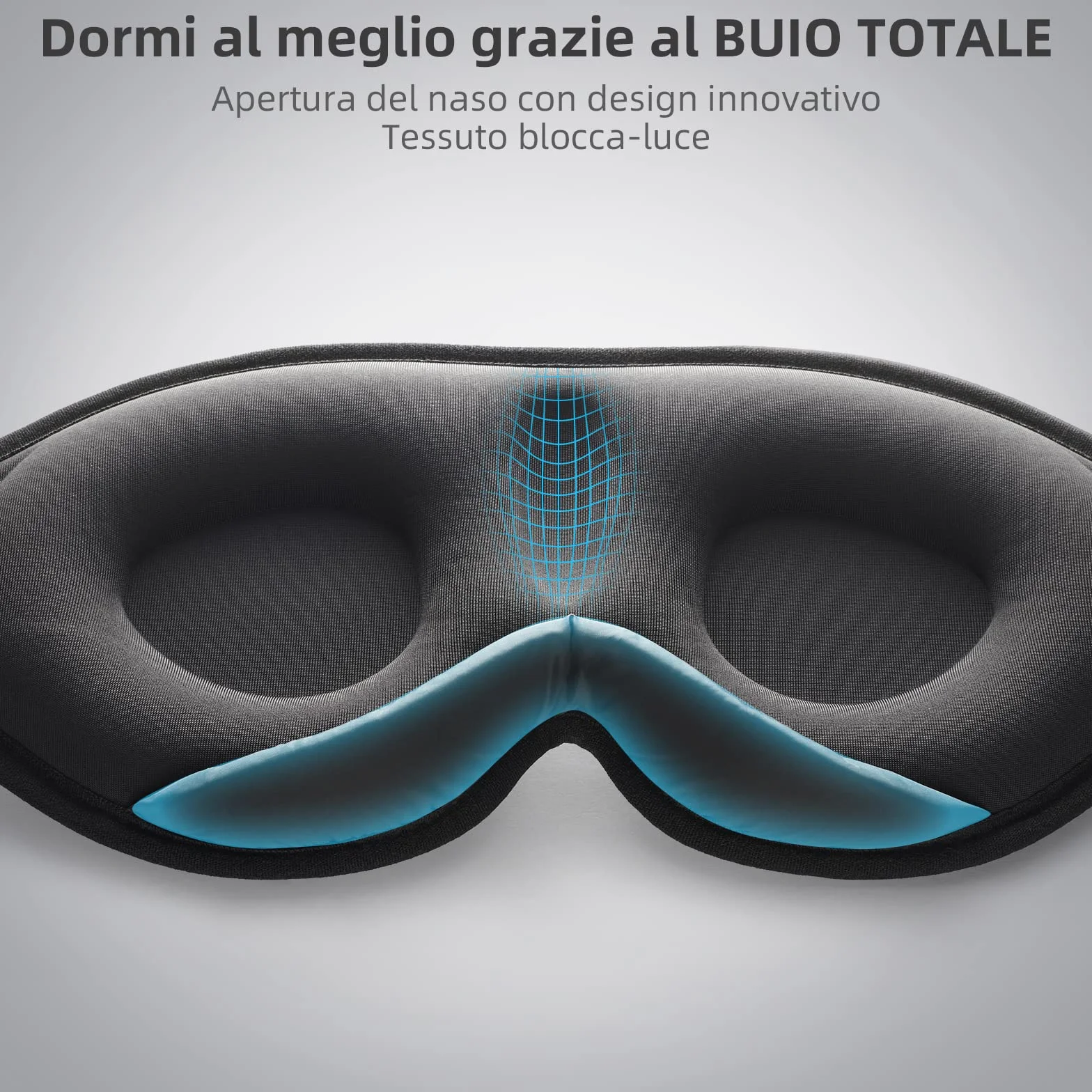 Mascherina per Dormire Innovativa Blocca Luce 99.99% per Uomini Donne Nero