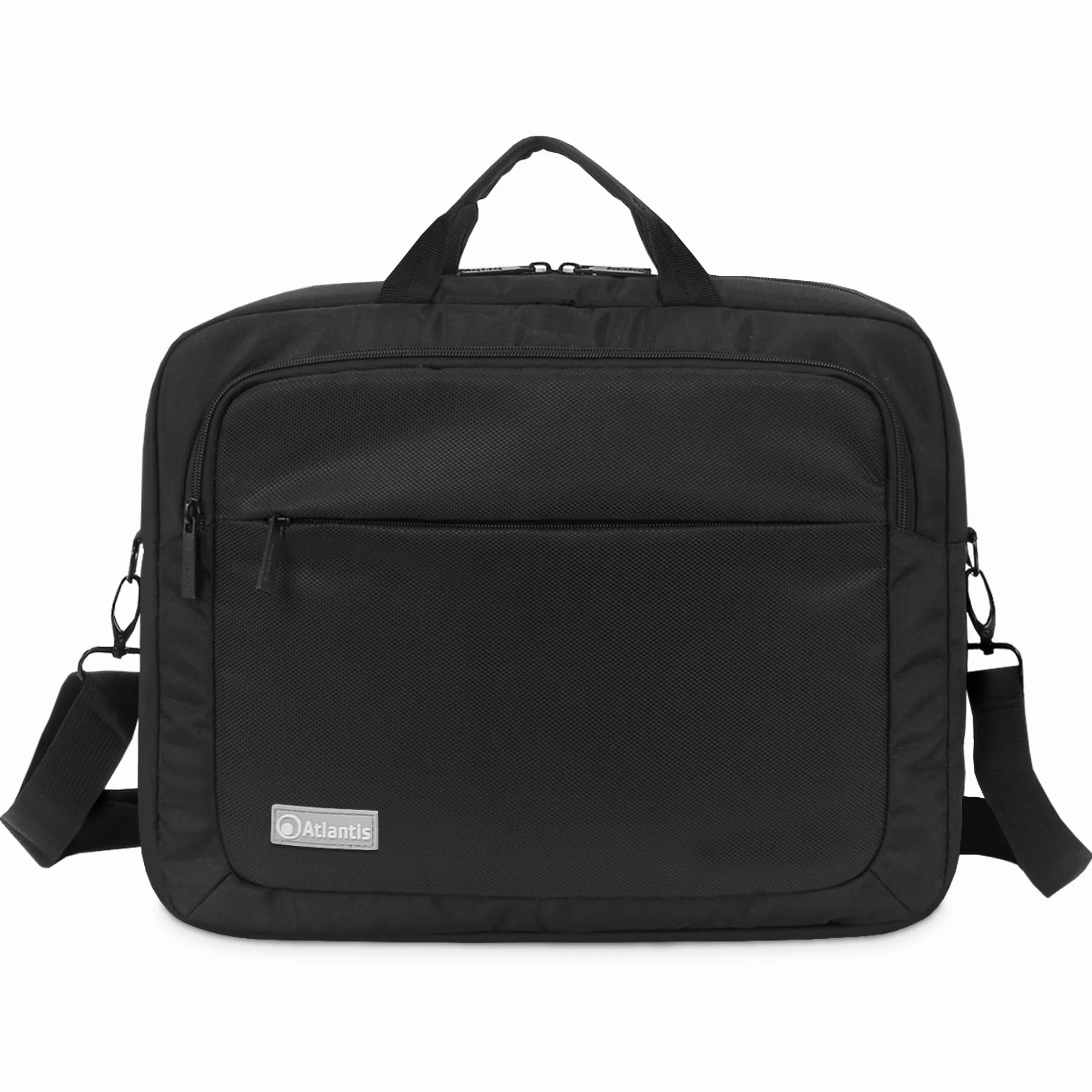 Atlantis Borsa notebook 15.6" pollici a tracolla modello KL12, imbottitura interna, vano porta documenti, tasca esterna per accessori, fascia per aggancio Trolley Cinghia a tracolla, colore nero.