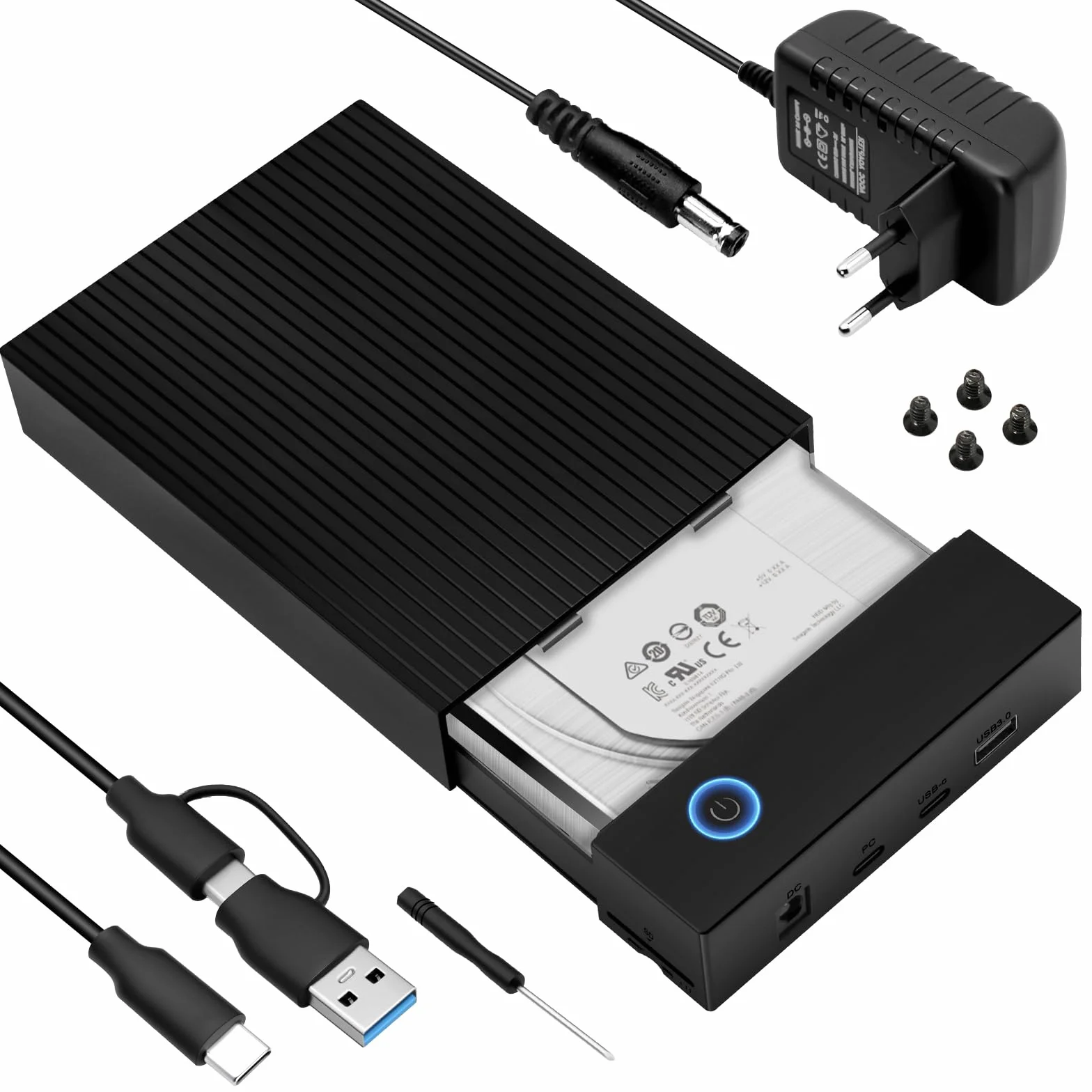 Docking Station USB 3.0 per HDD e SSD 3.5/2.5 pollici, 6 Gbps, UASP, 12V/2A