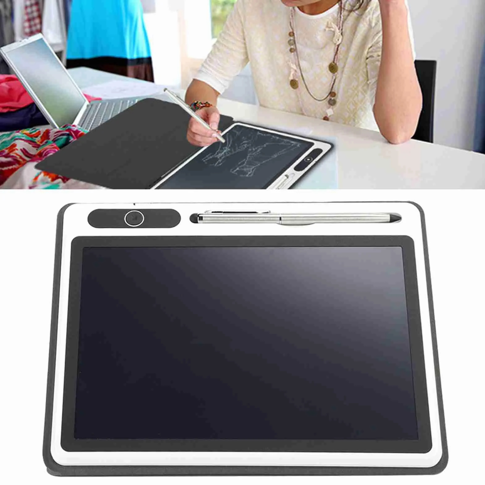 Blocco Note Elettronico LCD 9 Pollici, Tablet da Disegno Digitale con Custodia USB Nero