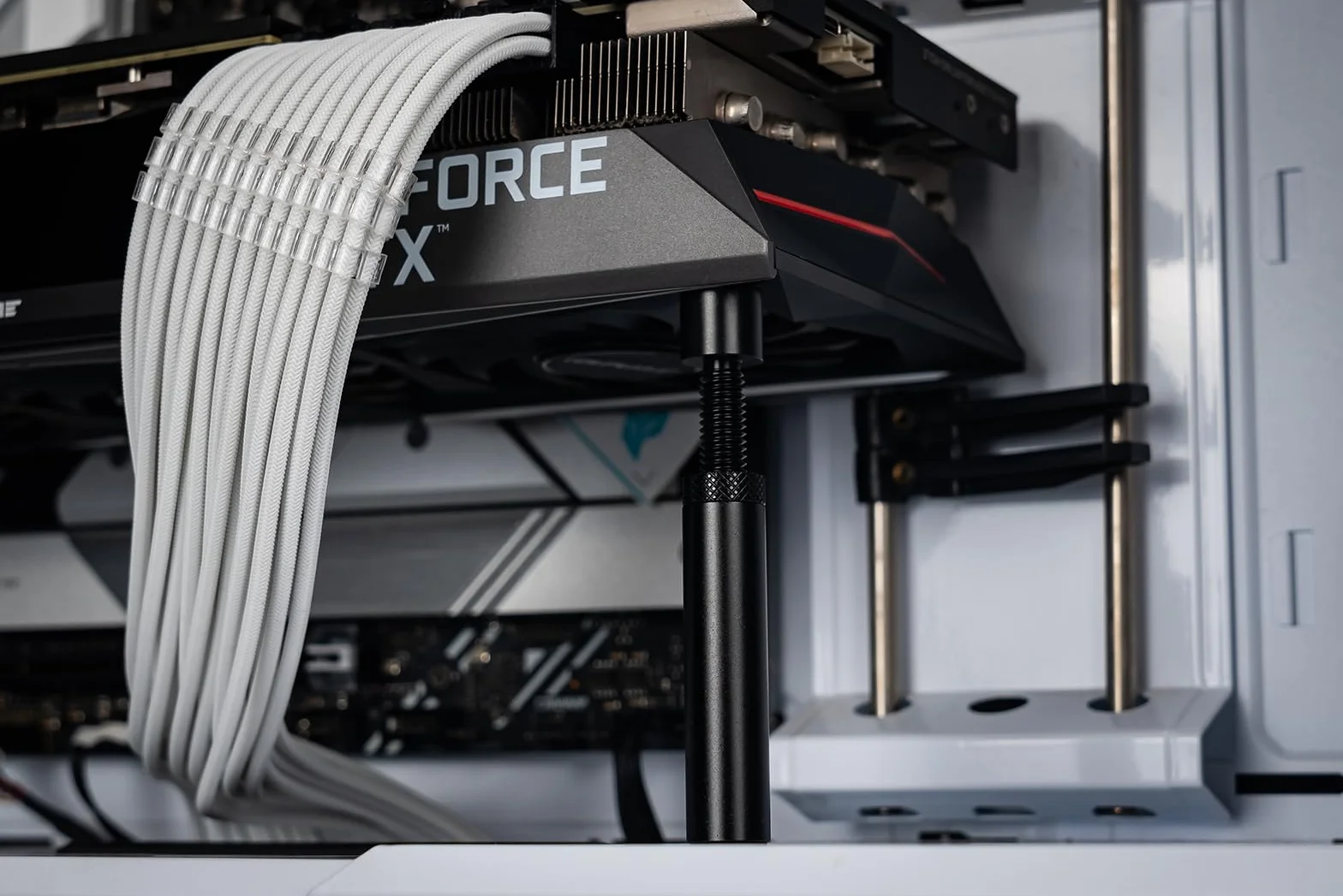 Supporto Scheda Video, Supporto Scheda Grafica GPU, Supporto GPU, Alluminio aerospaziale anodizzato, bianco, L/74mm-120mm