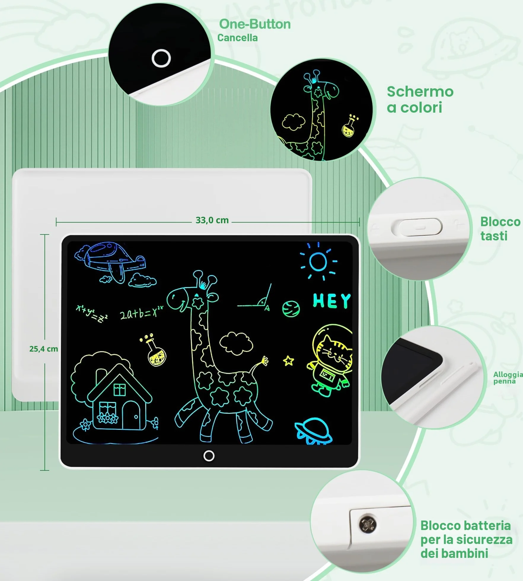Tavoletta Grafica LCD 16 Pollici, Lavagna Digitale da Disegno con Penna per Bambini 3-12 Anni