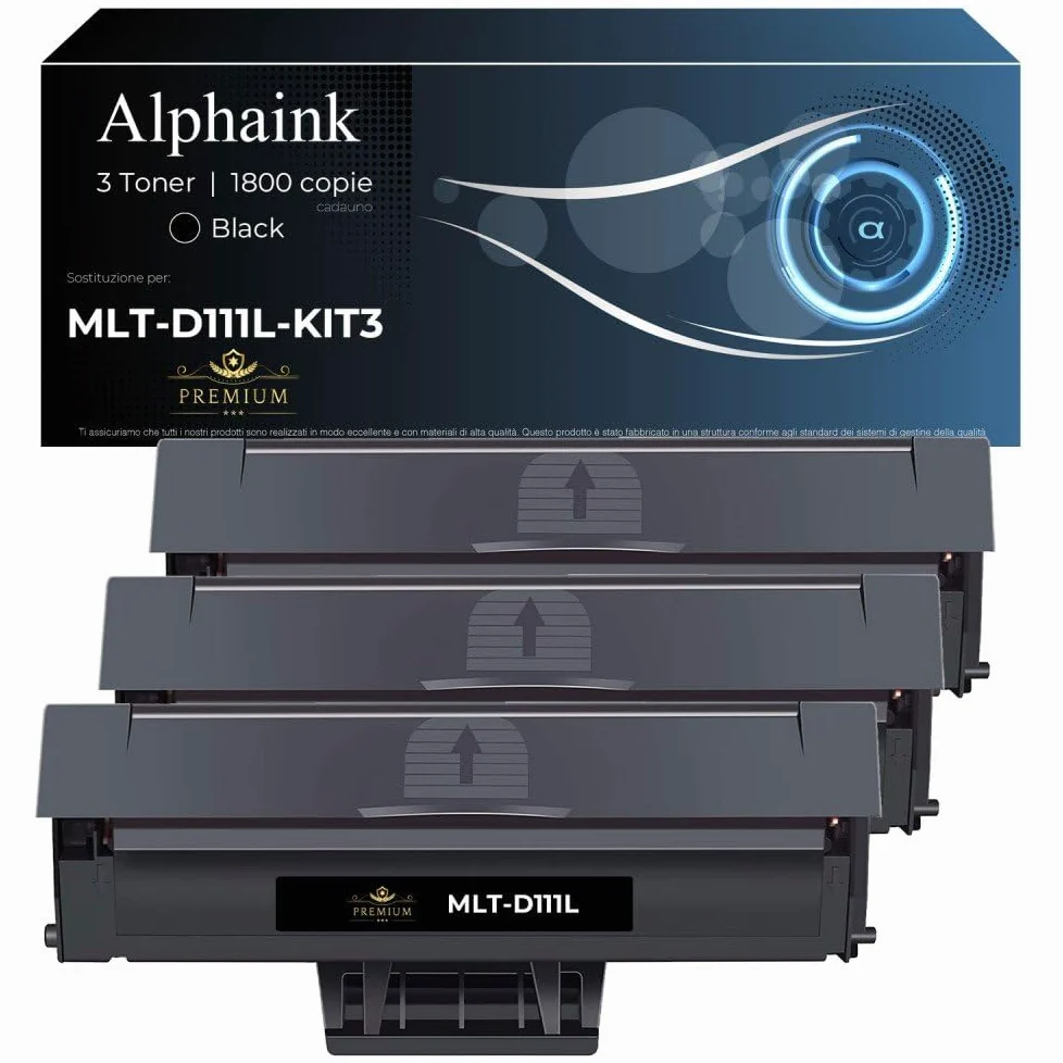 alphaink 3 Toner Compatibili con Samsung MLT-D111 MLT-D111S stampanti Samsung SL M2026W M2020W M2020 M2022 M2022W Xpress M2026 M2070 M2070F M2070FW M2071FH M2078 versione da 1800 copie l'uno (3 Neri)