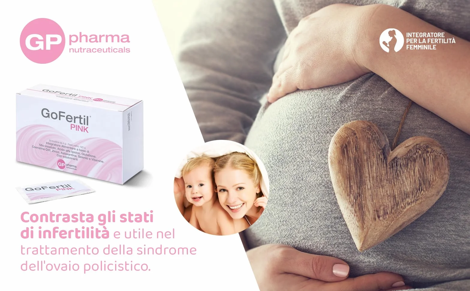 GoFertil Pink GP Nutraceuticals Myo Inositolo e Acido Folico per la Fertilità Femminile