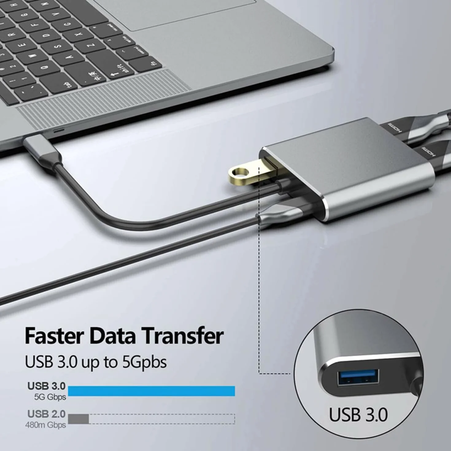 Adattatore multiporta da USB C a HDMI VGA, USB tipo C 4 in 1 Hub a HDMI 4 K, VGA, USB3.0, PD, compatibile con MacBook Pro, MacBook Air, iPad Pro, Pixelbook, XPS ecc