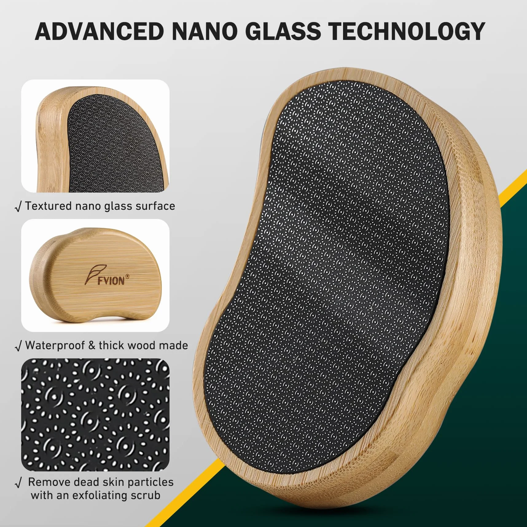 Raspa Piedi Professionale in Vetro Nano FVION Lima 2 in 1 Togli Calli Pelle Dura Callosa (Giallo)