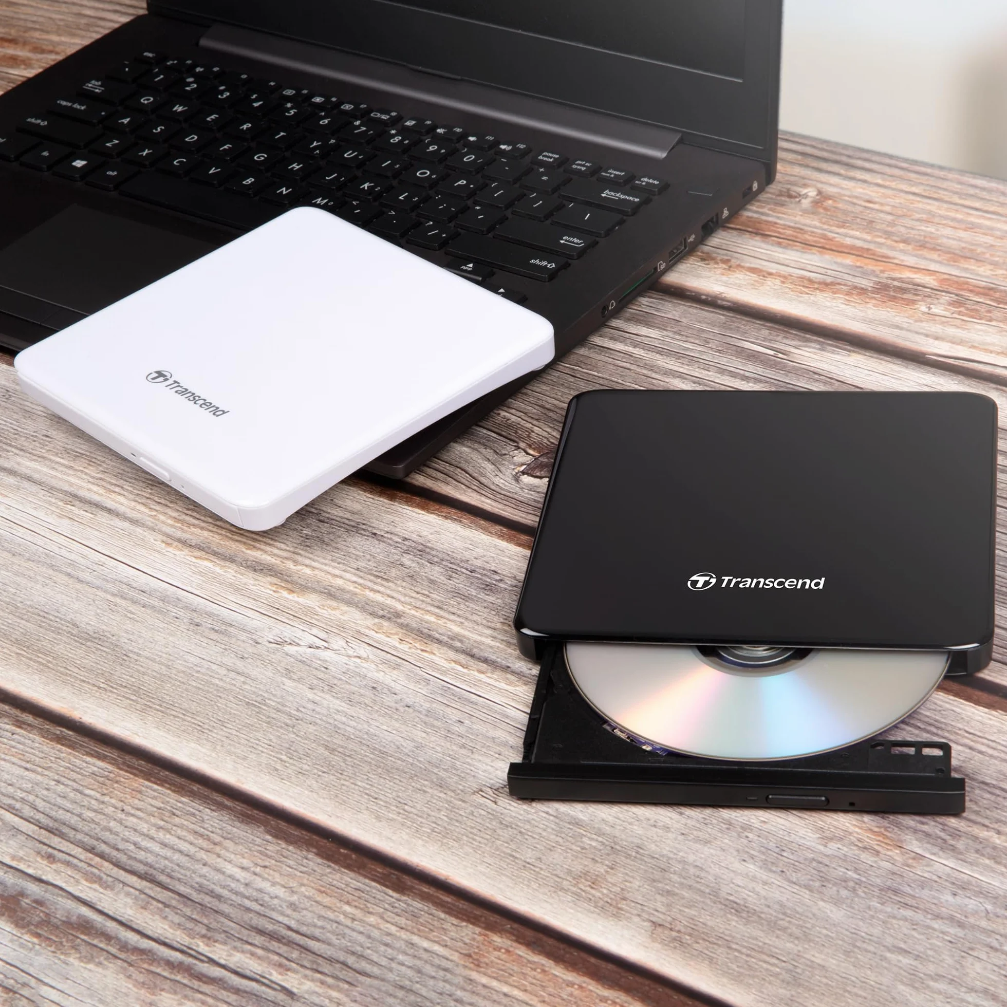 Transcend Masterizzatore e Lettore Dvd Esterno Portatile Ultrasottile | Usb 2.0, Nero | TS8XDVDS-K