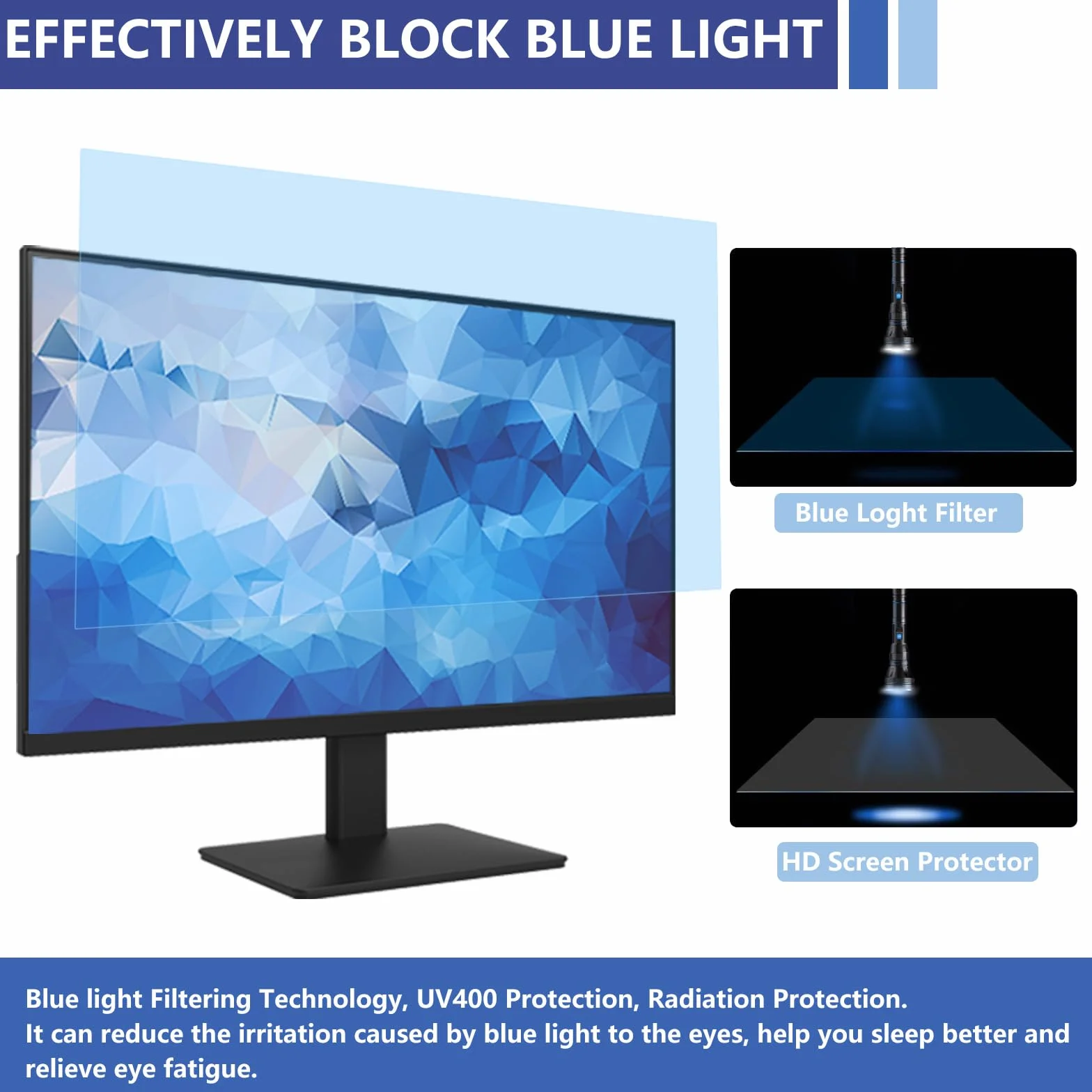 28 Pollici Anti Luce Blu Proteggi Schermo, Rimovibile Anti Luce Blu Filtro a Schermo, Proteggi Schermo Anti Blu Protezione Occhi Anti-UV per Computer 28"(16:9)