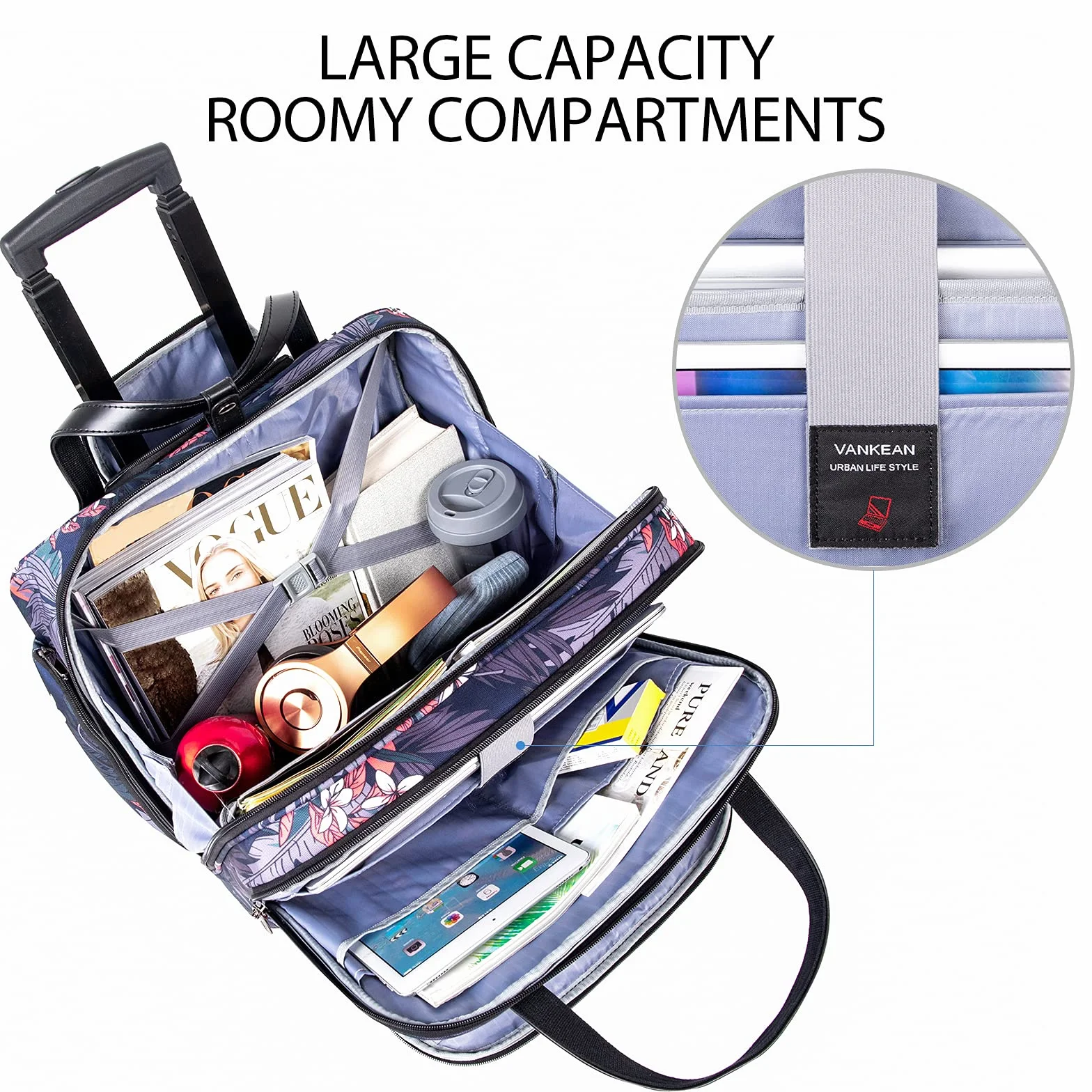 VANKEAN Borsa per computer portatile da donna e uomo, valigetta arrotolabile per laptop fino a 15,6 pollici