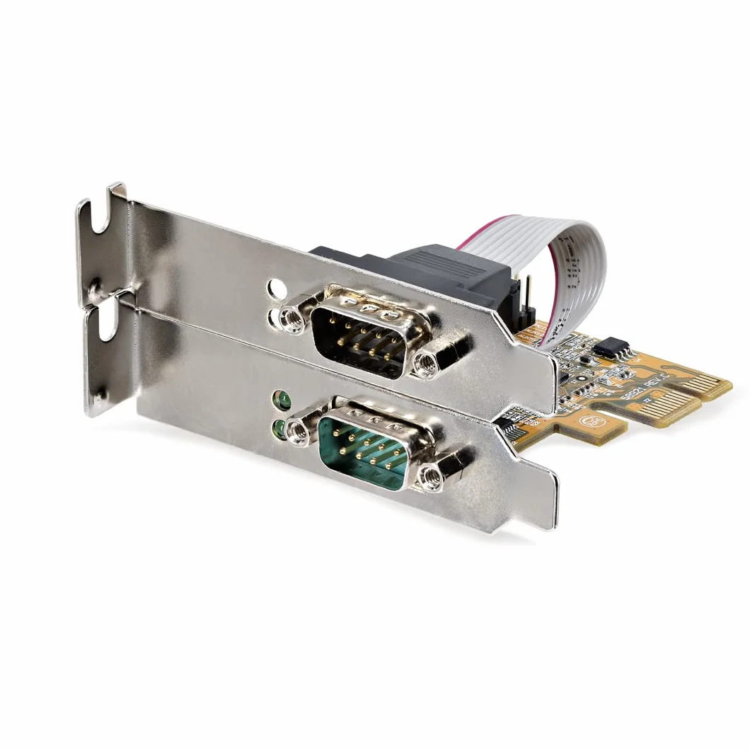 StarTech.com Scheda seriale PCI Express a 2 porte; Scheda di interfaccia seriale da PCIe a RS232 (DB9) con 16C1050 UART e ritenzione COM, 5V/12V; Windows e Linux (21050-PC-SERIAL-LP)