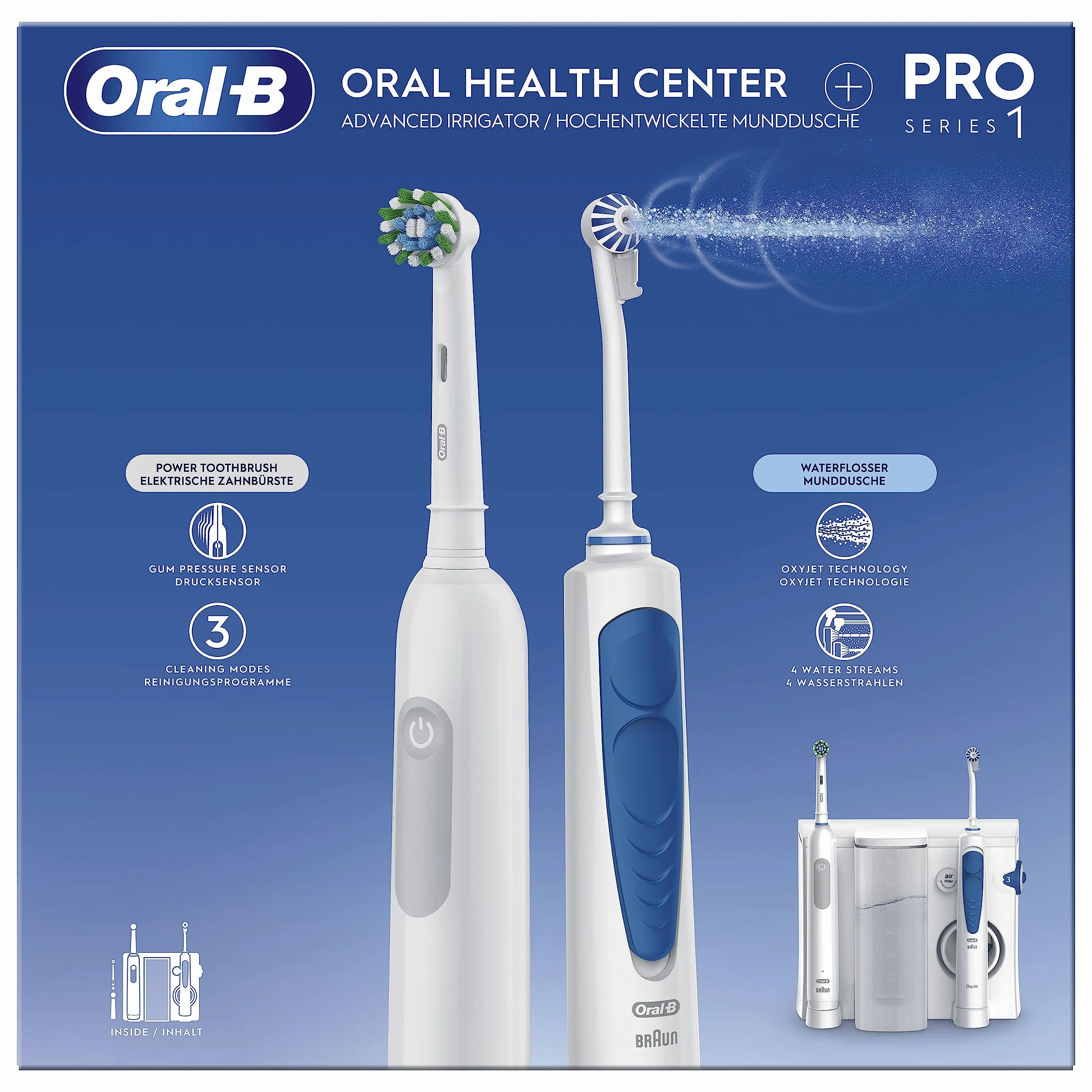 Oral-B Idropulsore Spazzolino Elettrico Ricaricabile Pro Series 1 con Oxyjet e Waterjet