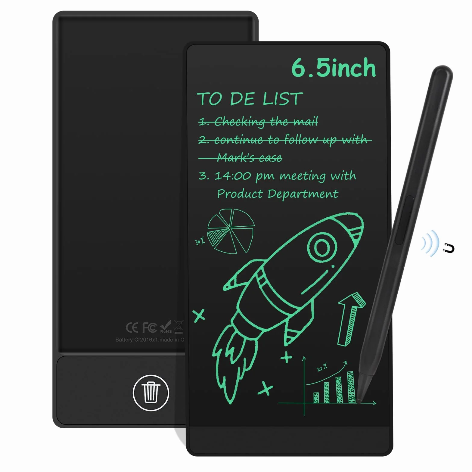Czemo 6,5 Cali Lavagna LCD Scrittura Portatile con Penna Magnetica per Adulti