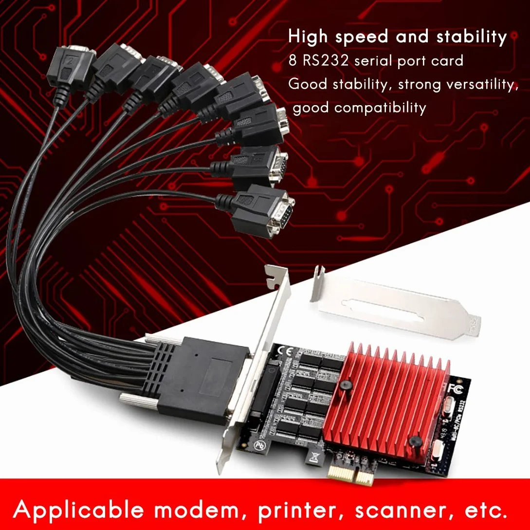 marian Scheda di espansione da PCIE a 8 porte RS232 PCI-E Scheda seriale DB9 a 8 porte PCI-E Scheda di controllo PCI- Chipset