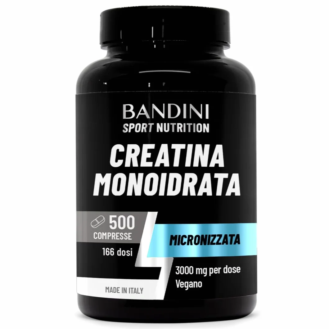 Bandini Creatina Monoidrata 500 Compresse 3000mg per dose Integratore Allenamento Pre Workout Vegan
