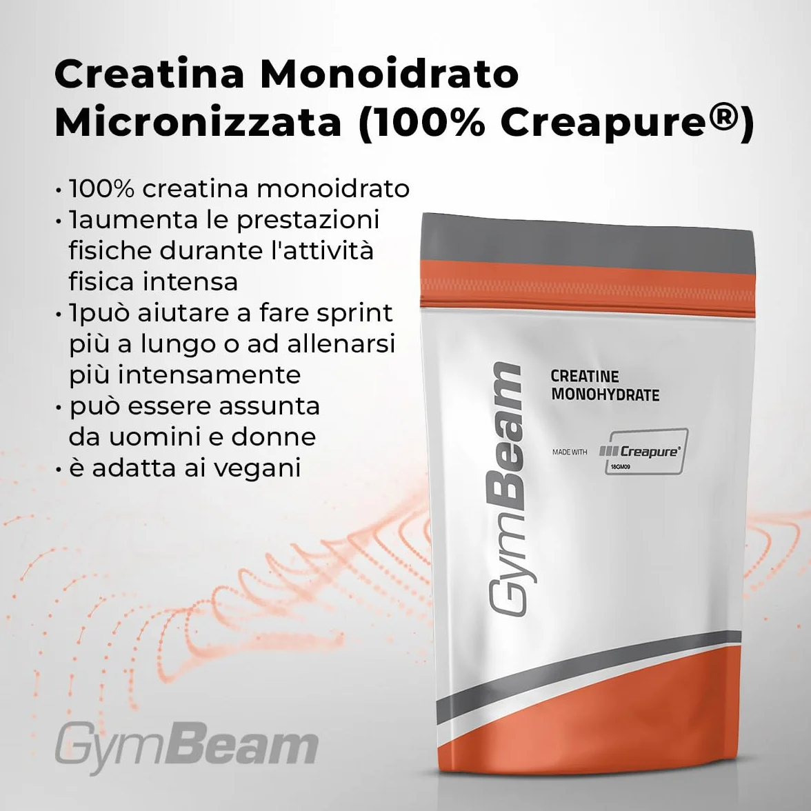 GymBeam Creatina Monoidrato Micronizzata Creapure 250 g Unflavored