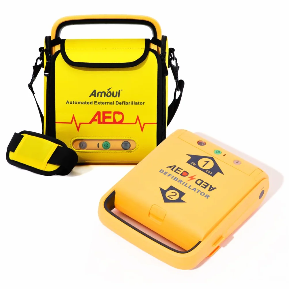 Defibrillatore Semiautomatico I3 AMOUL Completo con Piastre Universali Pre-Collegate Adulti/Pediatriche, Batteria Alta Capacità 5 Anni, Borsa da Trasporto - Garanzia 5 Anni
