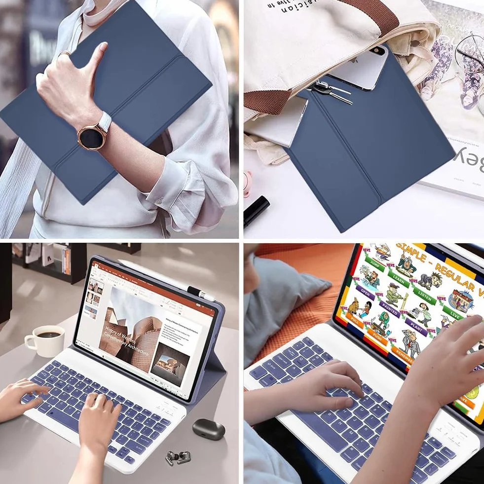 Custodia per tastiera per Honor Pad X9a 11,5" con tastiera QWERTY magnetica rimovibile, Viola