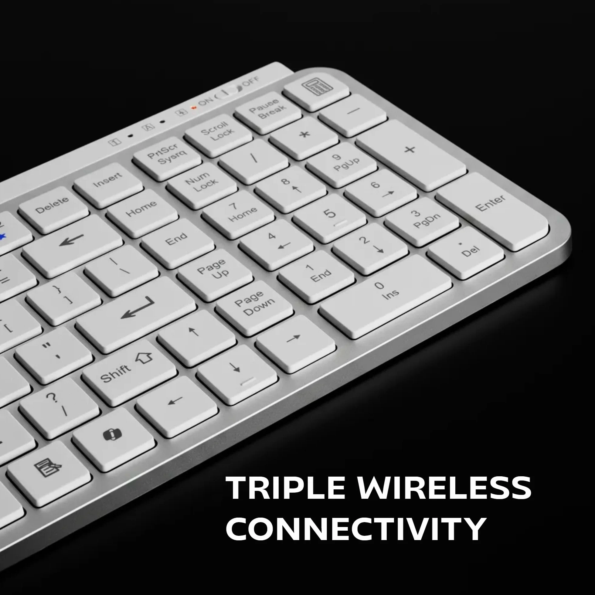 Mars Gaming MK-SILENKEYS Tastiera Wireless Compatta Full-Format Bluetooth 5.1 Dual 2.4GPRO 200h Bianco