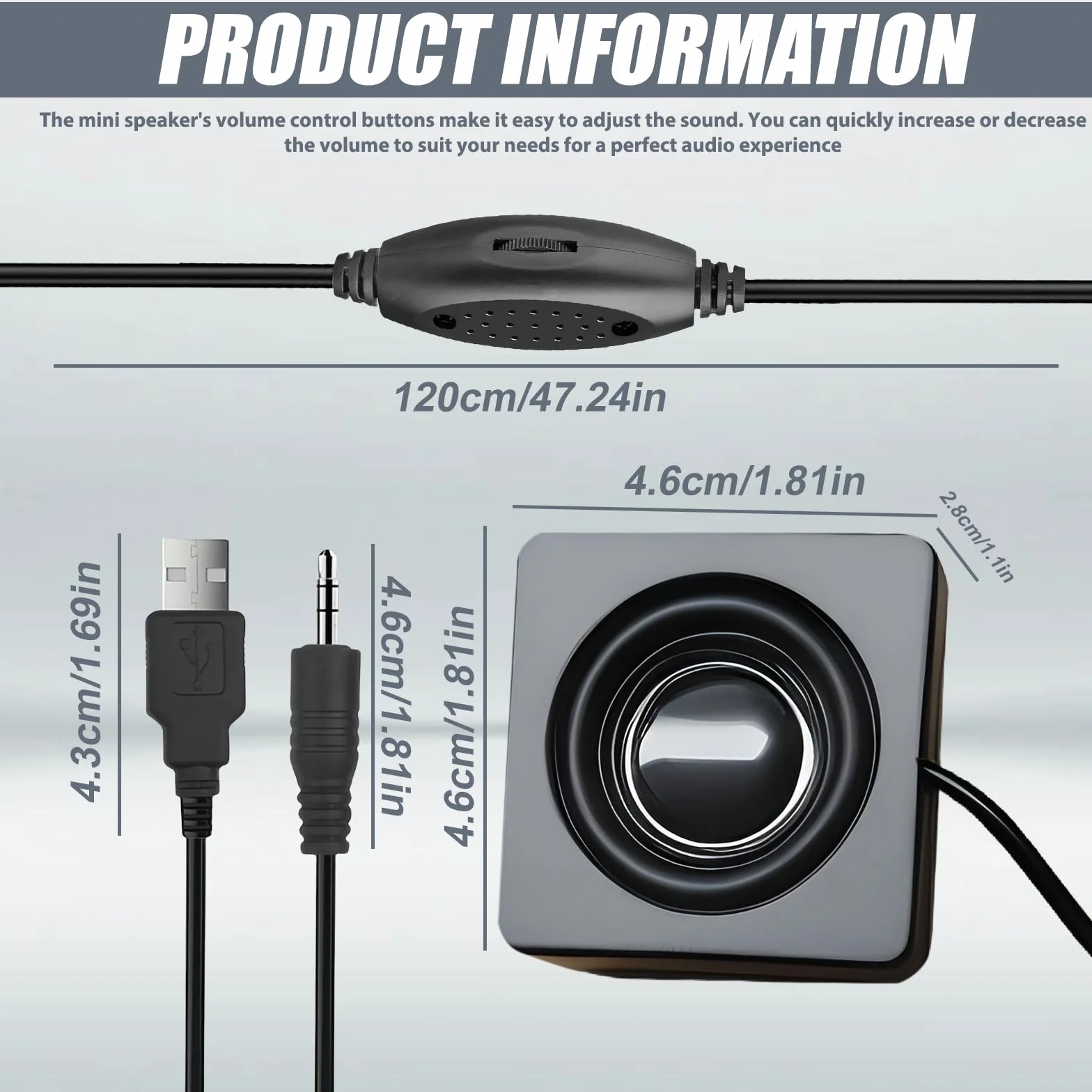 Mini altoparlante portatile USB TRS 3,5 mm adesivo stereo