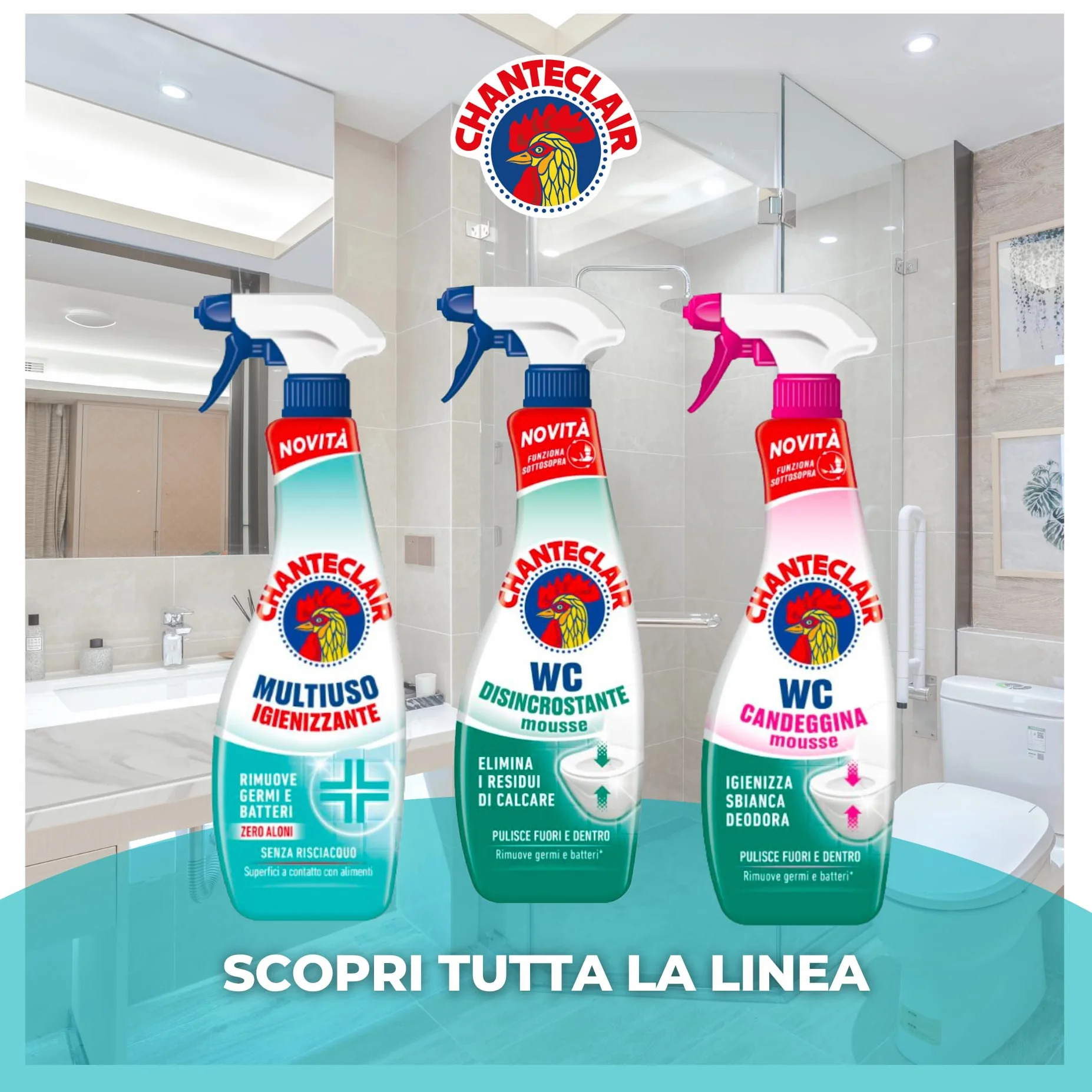Chanteclair Multiuso Igienizzante Spray 625 ml 12 Flaconi Zero Aloni e Residui