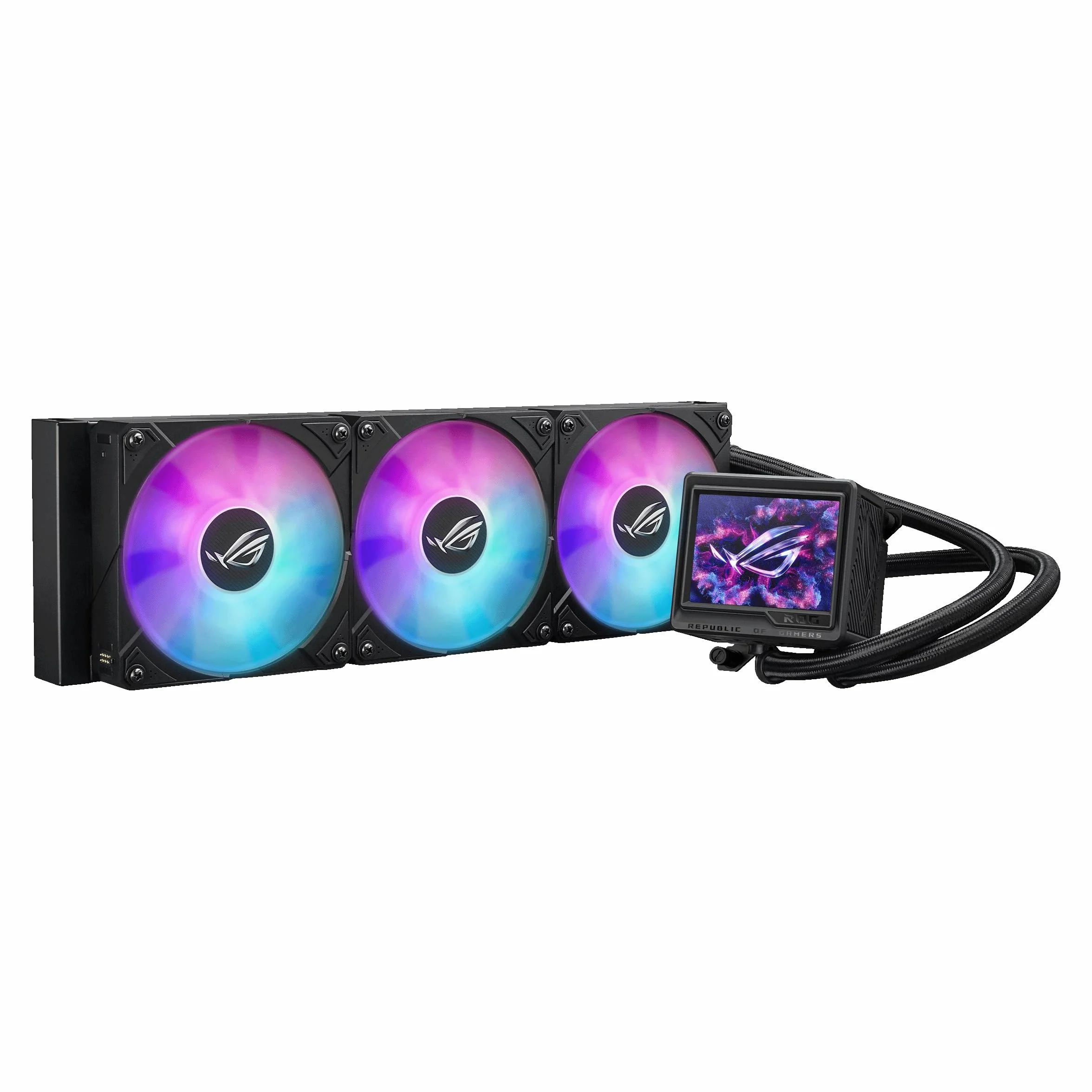 ASUS ROG Ryujin III 360 ARGB Extreme, Dissipatore a Liquido All-In-One con Pompa Emma Gen8 V2, Tre Ventole ROG RGB per un Elevato Flusso d'Aria, Schermo LCD da 3,5" per Monitoraggio, Nero