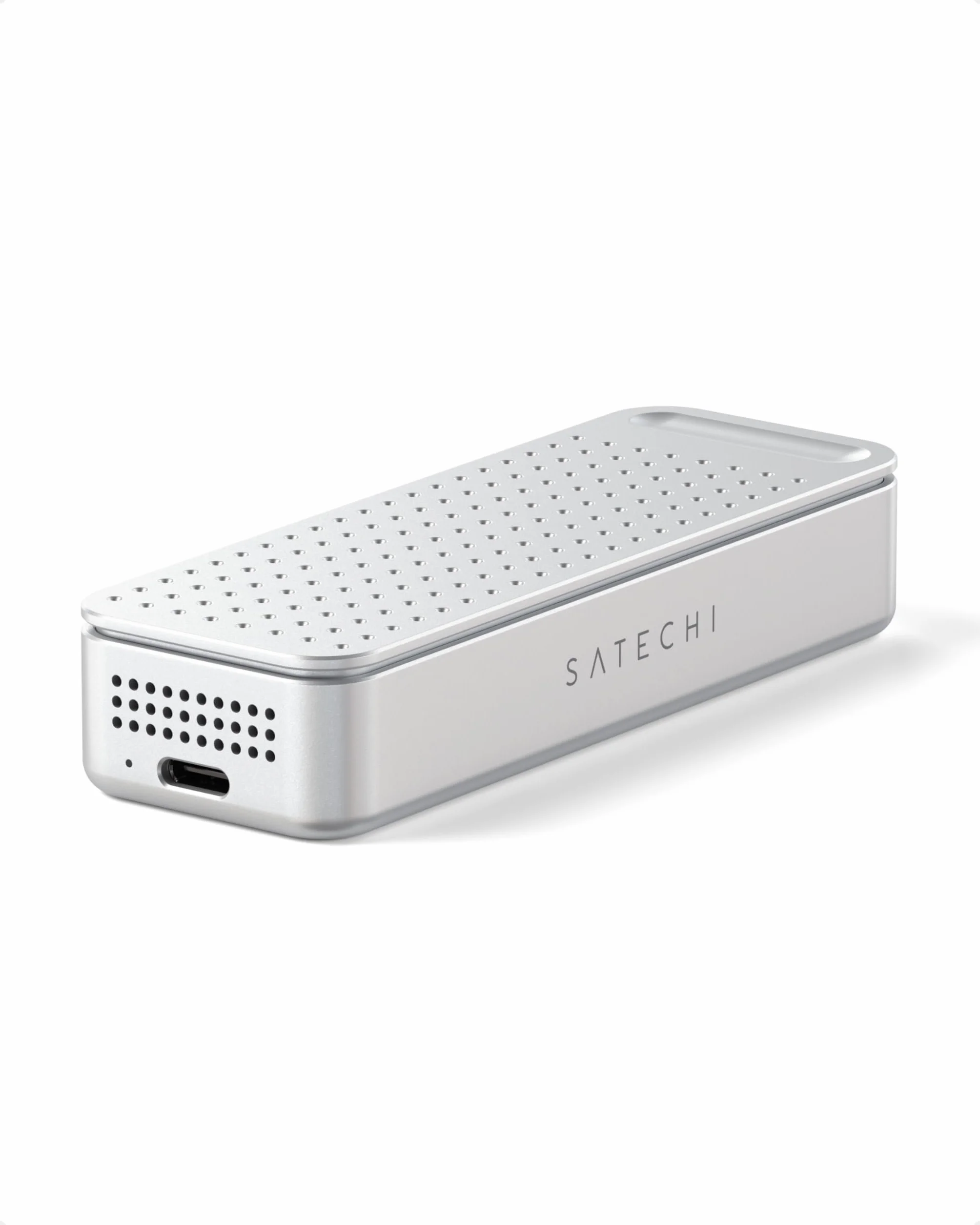SATECHI DotDisk™ Case SSD M.2 NVMe 80Gbps, USB4 V2 in Alluminio con Raffreddamento Attivo, Trasferimento Ultra Rapido per Thunderbolt 5 e USB4 – Argento