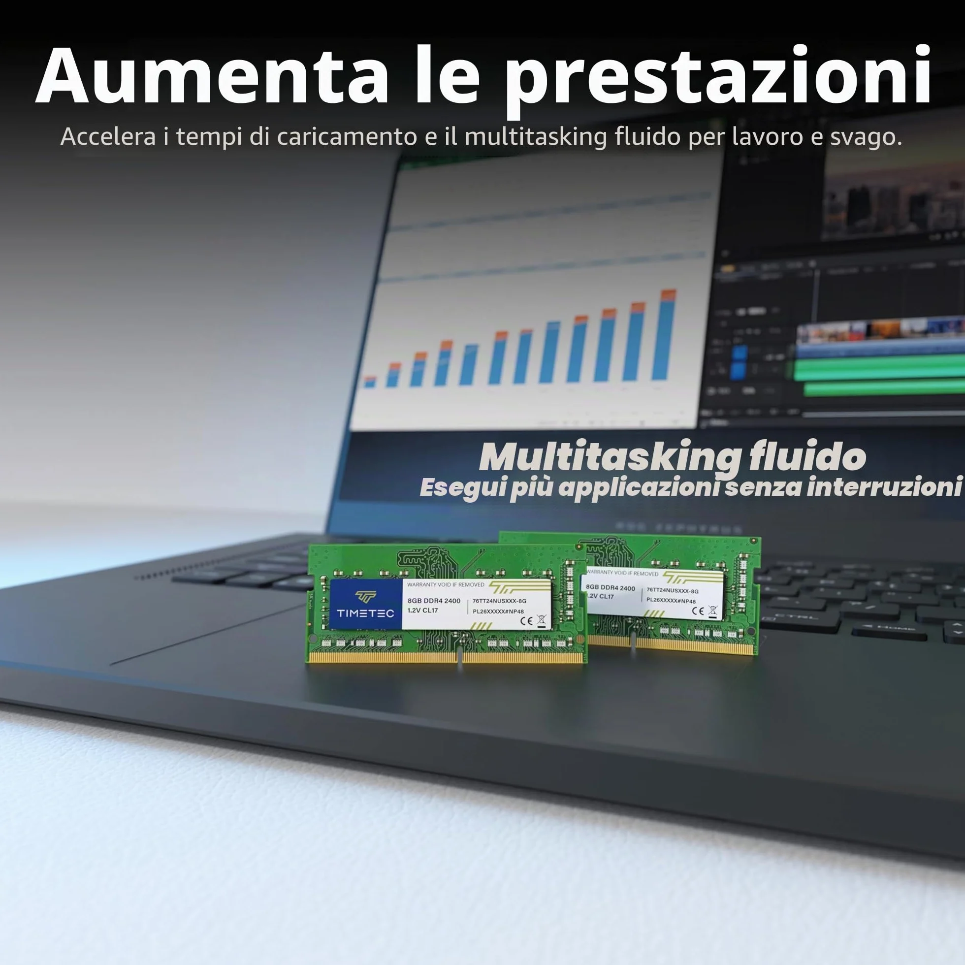 Timetec 8GB DDR4 2400MHz (PC4-2400T) PC4-19200 SODIMM RAM per laptop, mini PC e computer All-in-One – Non-ECC Unbuffered, 260 pin, 1,2V CL17 modulo di memoria