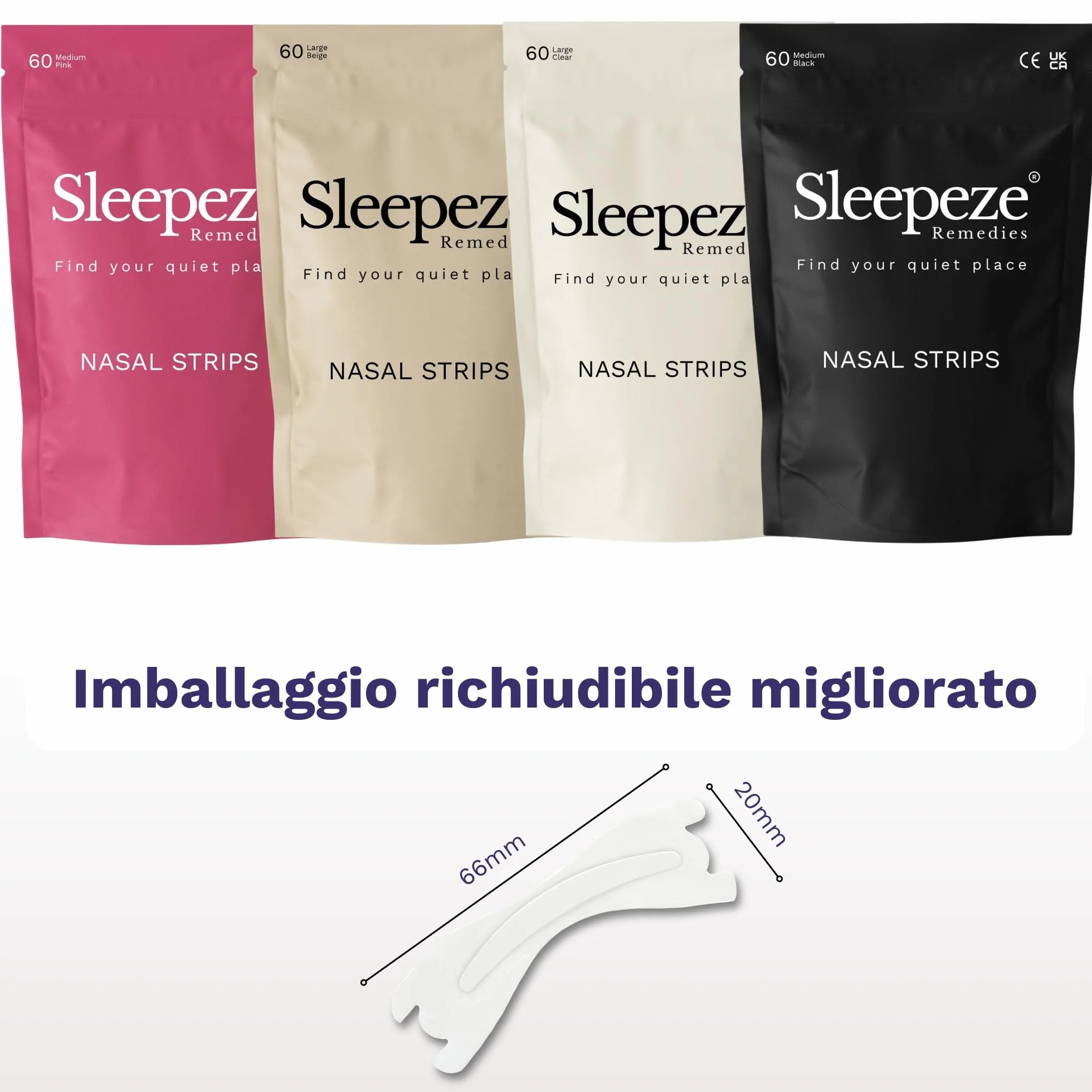 Cerotti Nasali Trasparenti Antirussamento 60 sztuk, Nasal Strips na Kongestię i Sport
