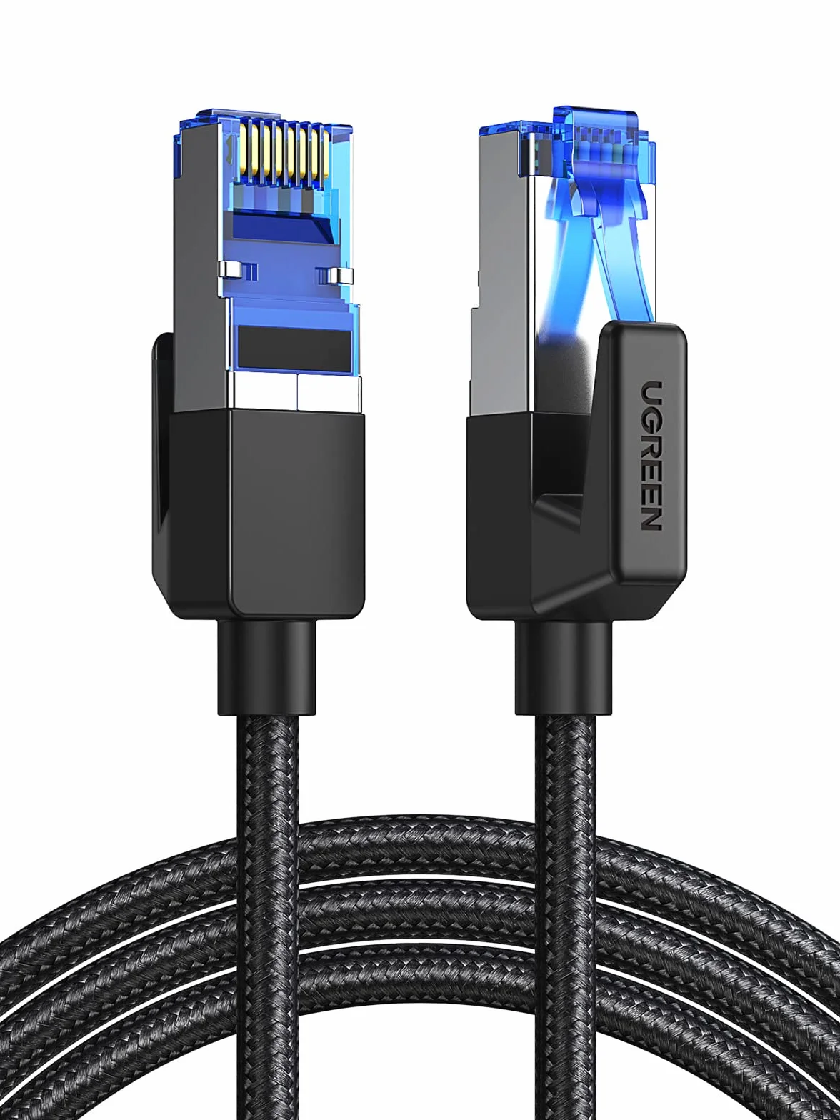 UGREEN Cavo Ethernet Cat 8 RJ45 40Gbps 2000MHz Nylon 1M per Gaming PS5 PS4 Xbox TV Router